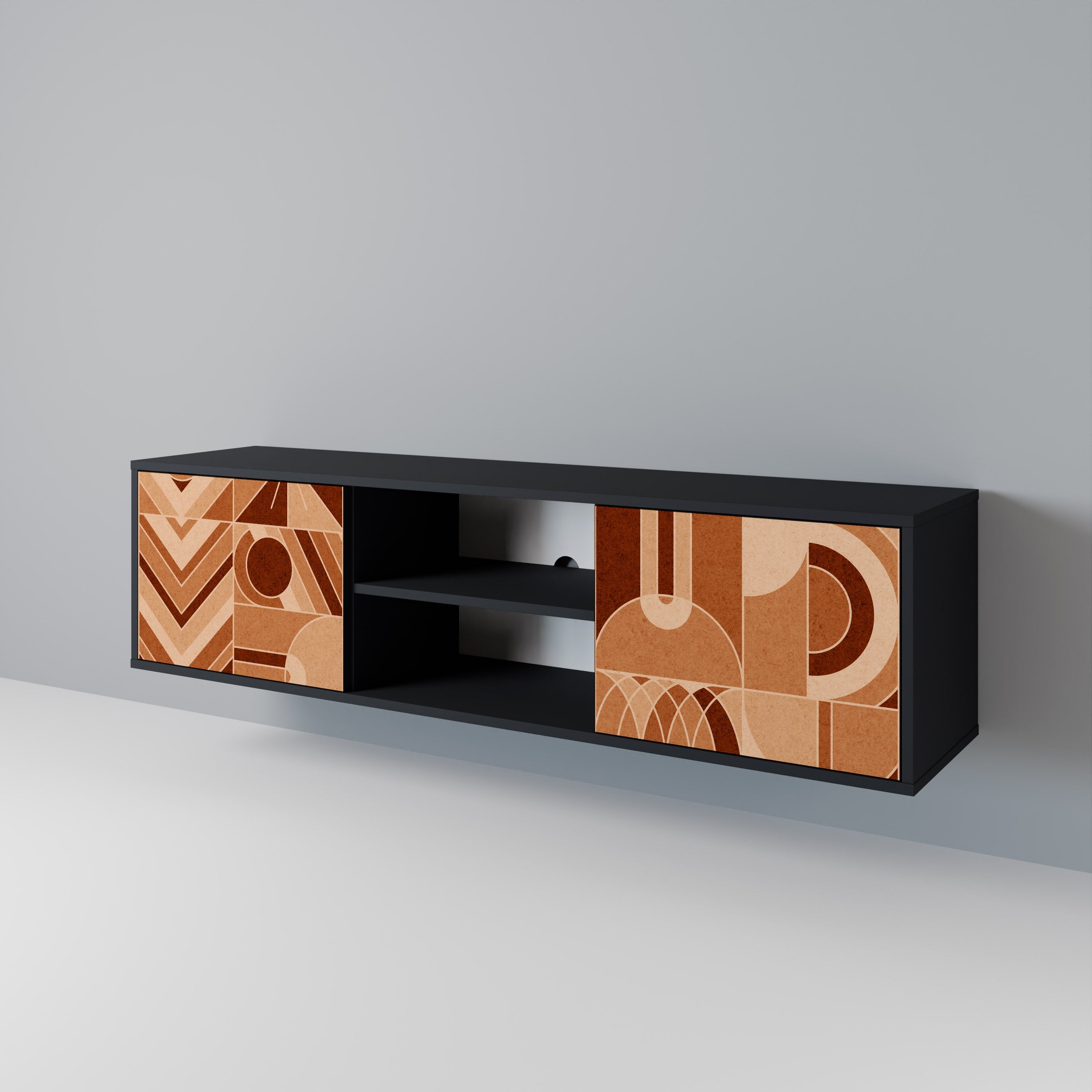 PRISM MOSAIC 2-Door TV Stand in Black Finish