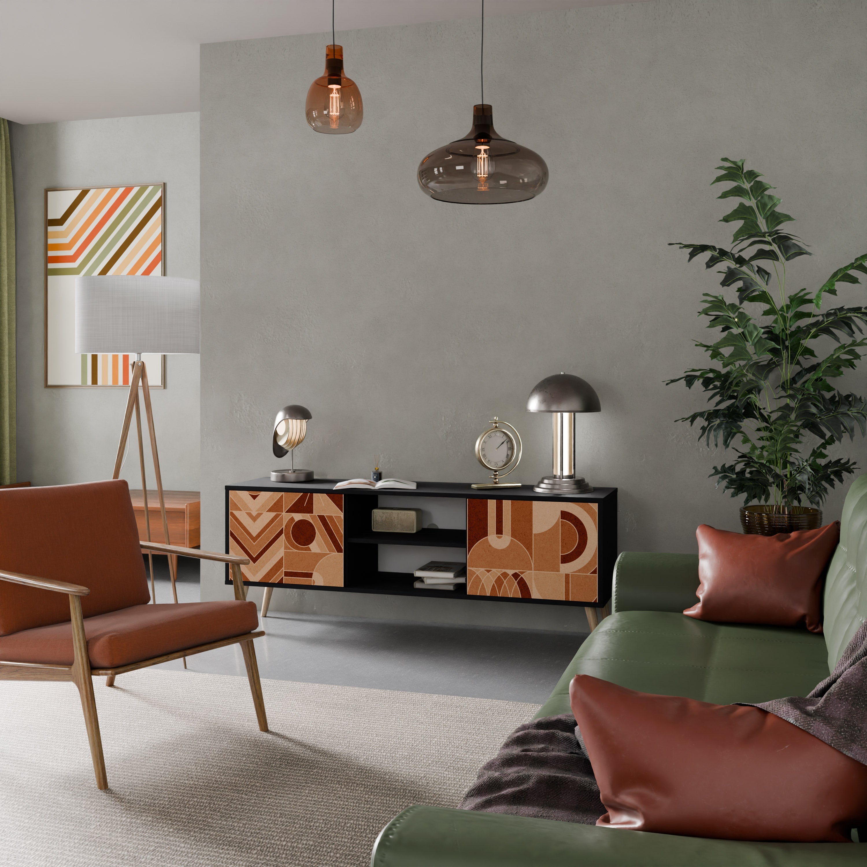 PRISM MOSAIC 2-Door TV Stand in Black Finish