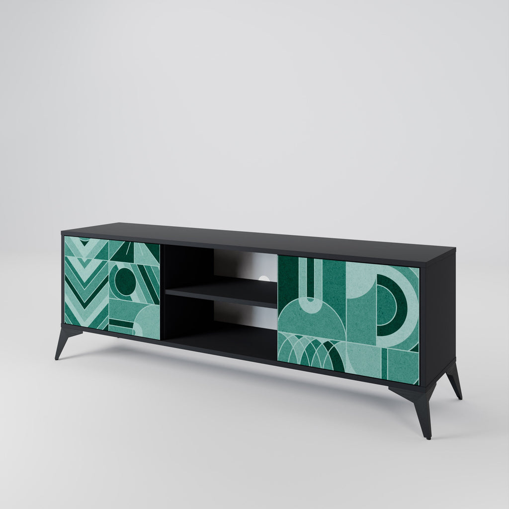 HARMONIC GRID 2-Door TV Stand in Black Finish