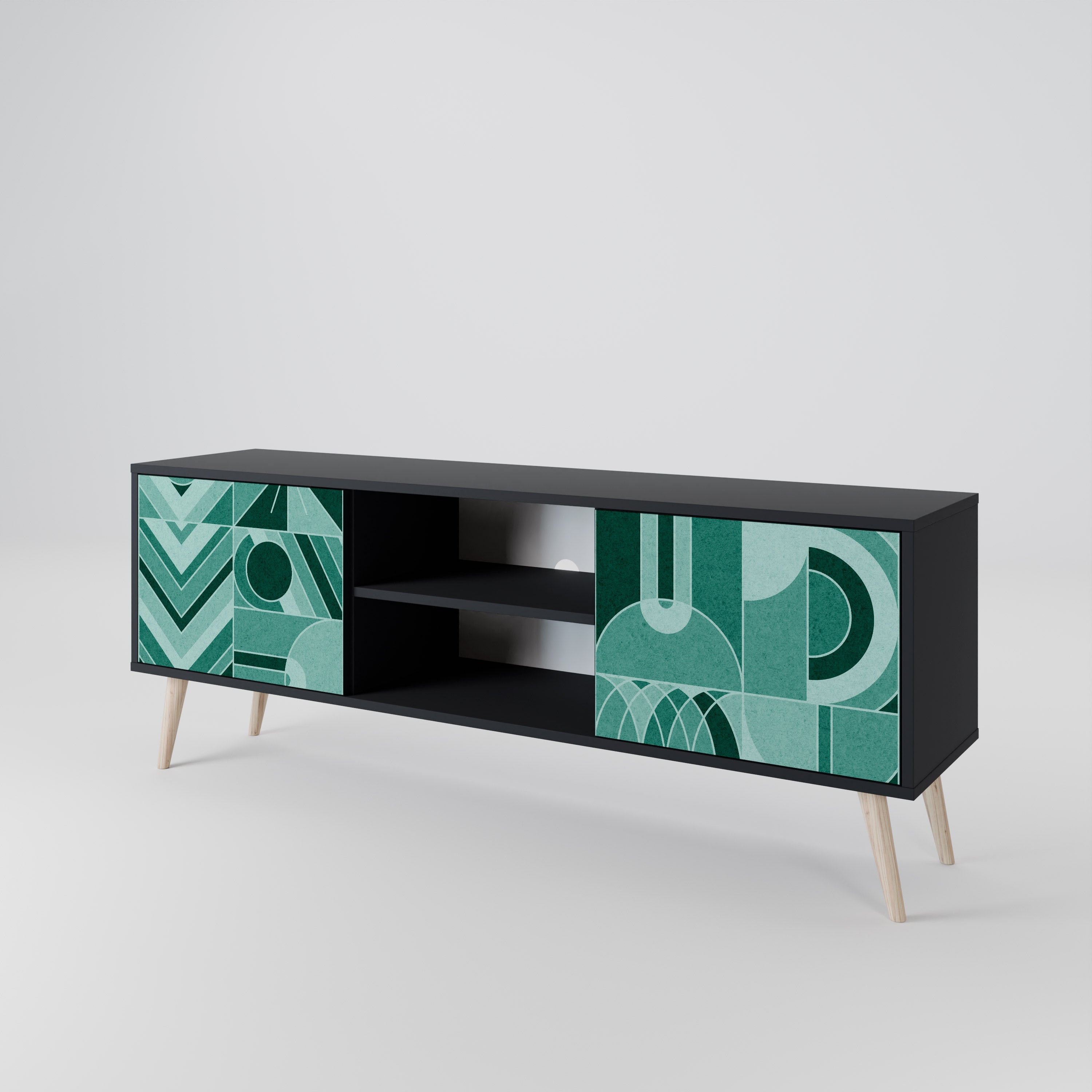 HARMONIC GRID 2-Door TV Stand in Black Finish