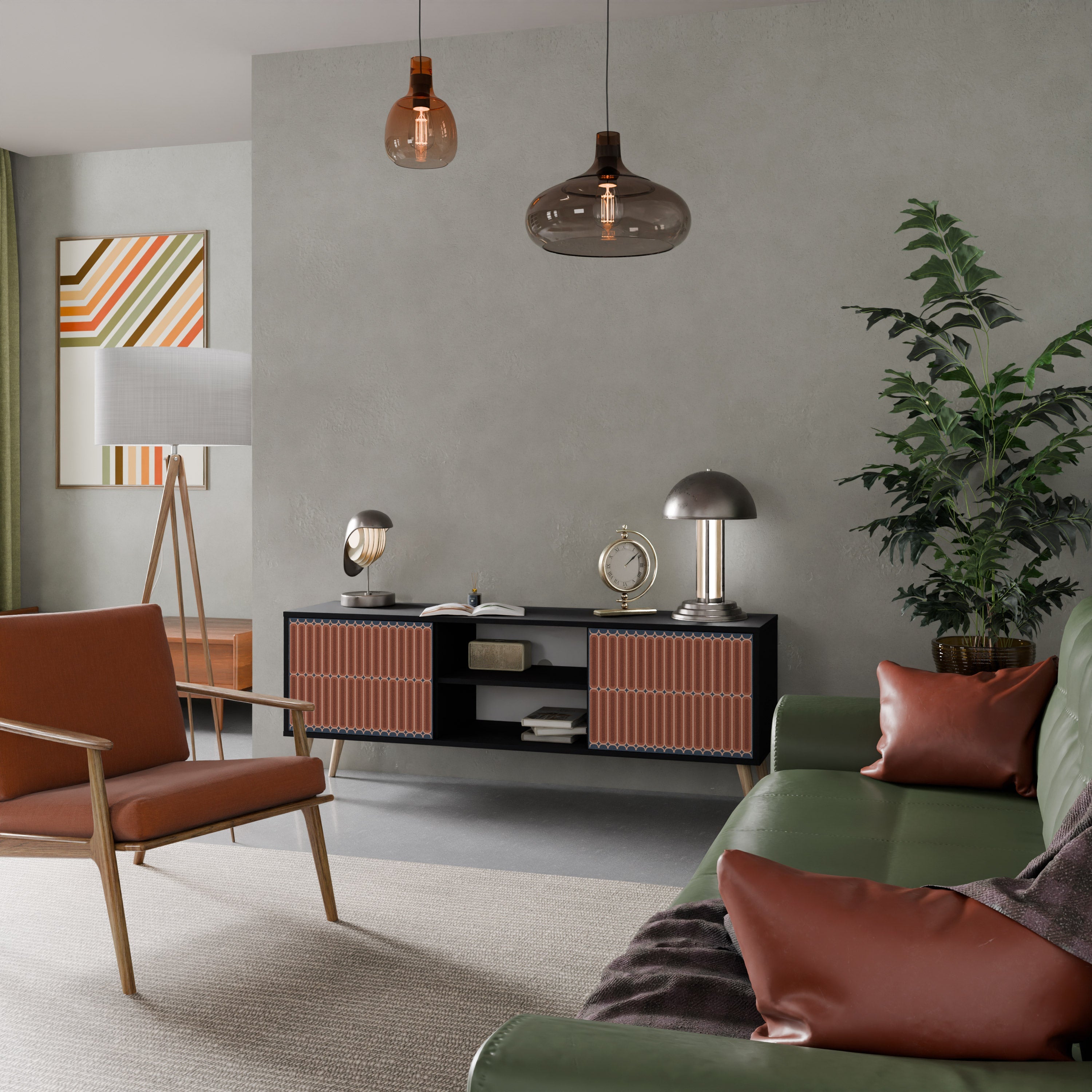 HYPNOTIC GATE 2-Door TV Stand in Black Finish