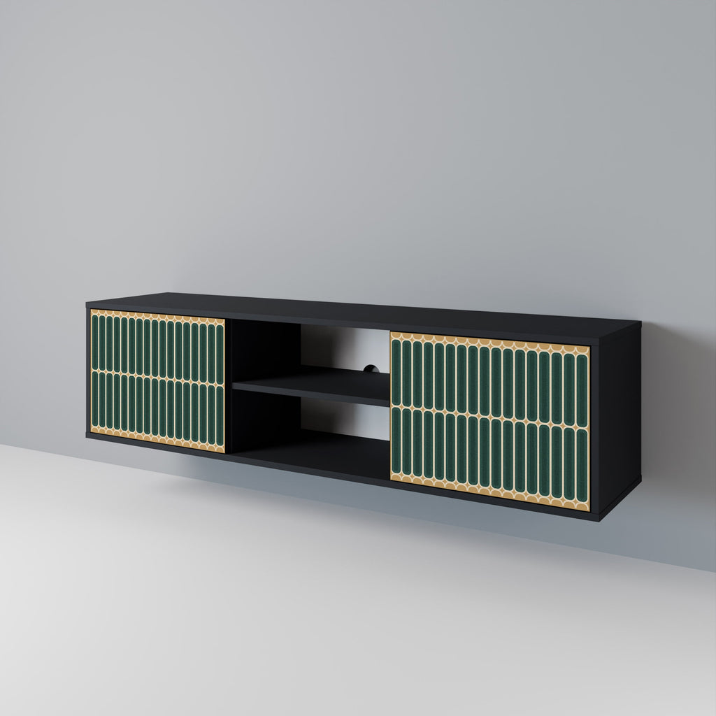 ILUSION GATE 2-Door TV Stand in Black Finish