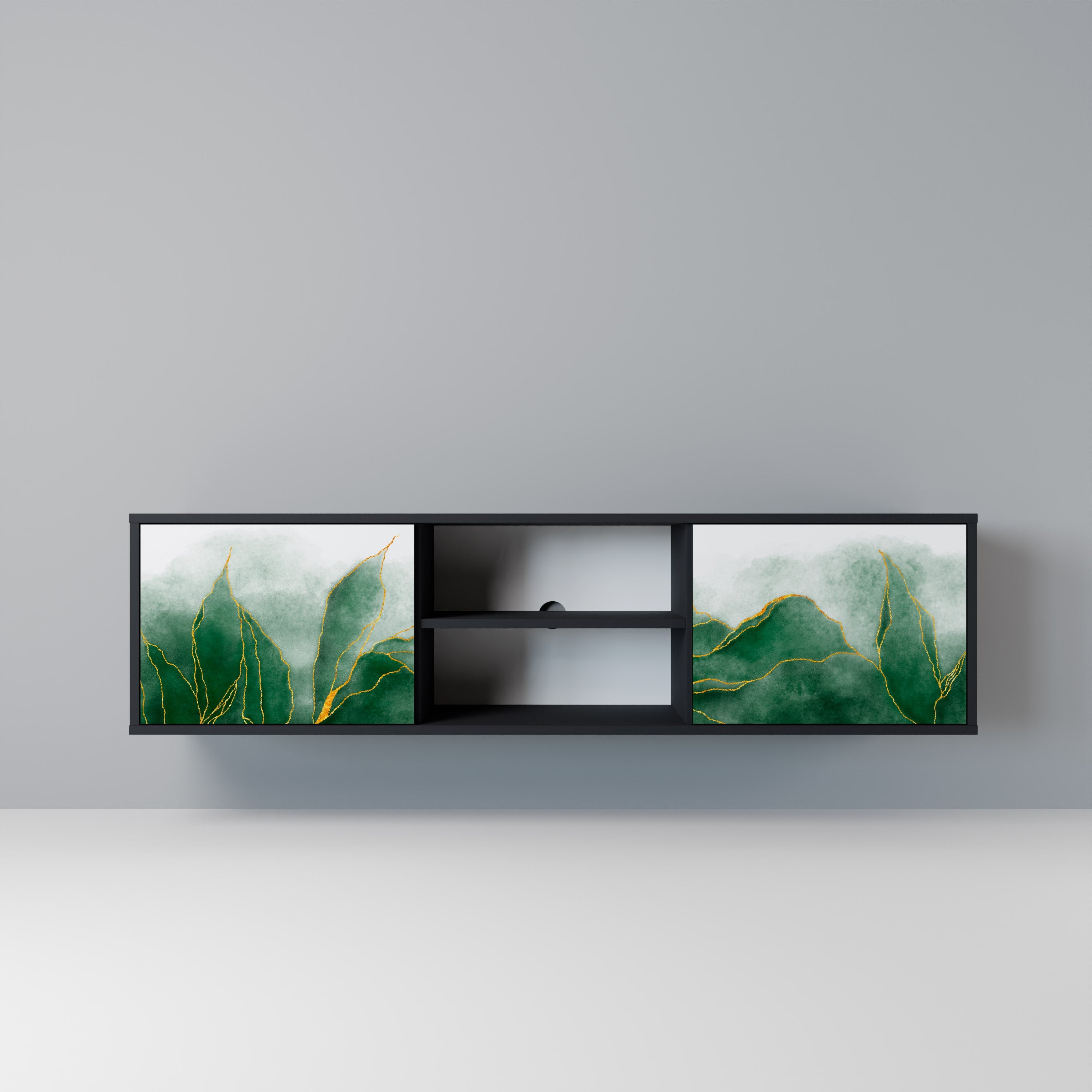 EXPENSIVE NATURE 2-Door TV Stand in Black Finish