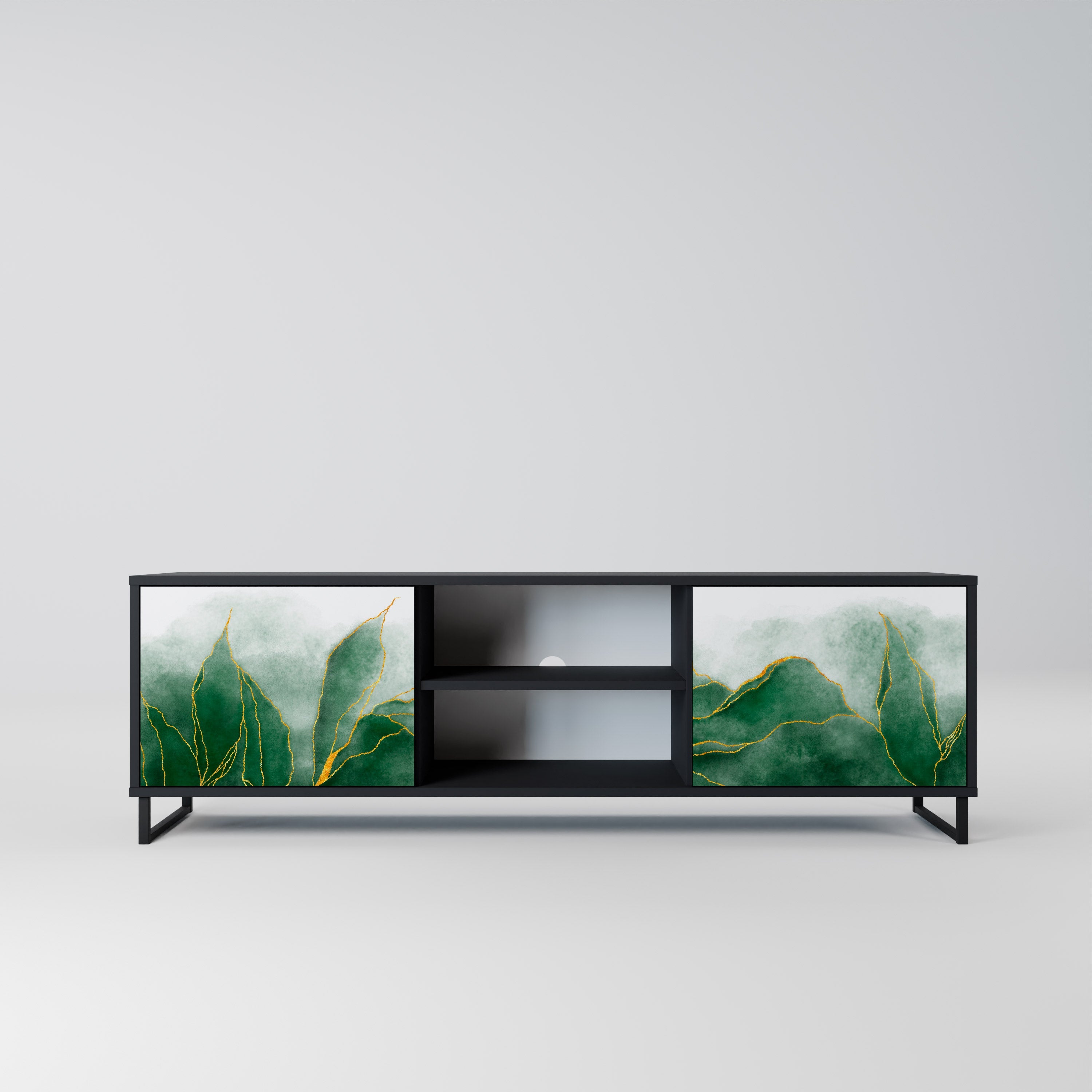 EXPENSIVE NATURE 2-Door TV Stand in Black Finish