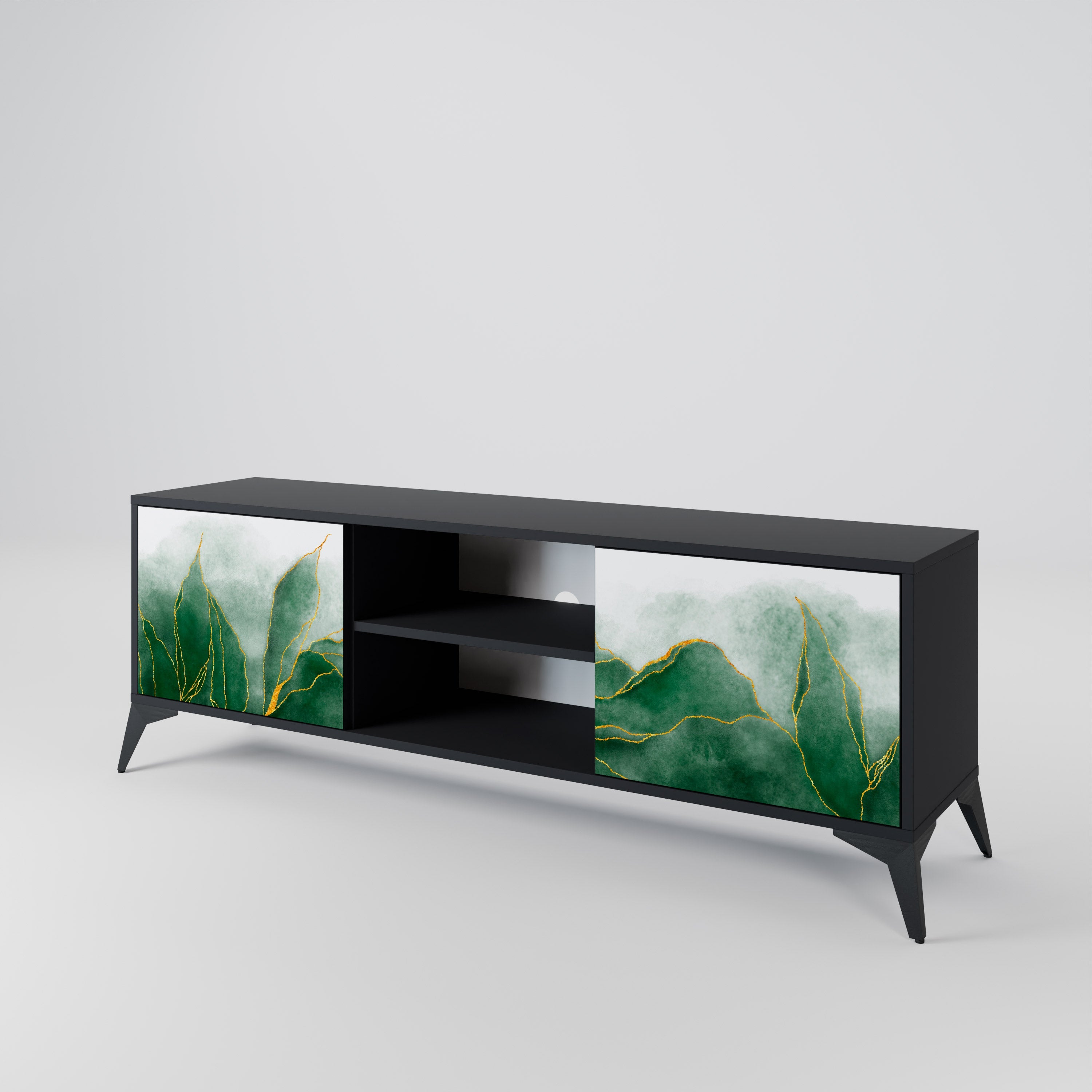 EXPENSIVE NATURE 2-Door TV Stand in Black Finish