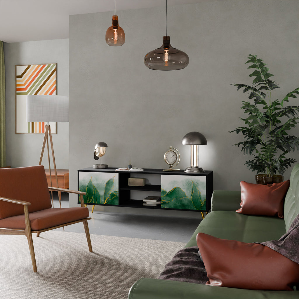 EXPENSIVE NATURE 2-Door TV Stand in Black Finish