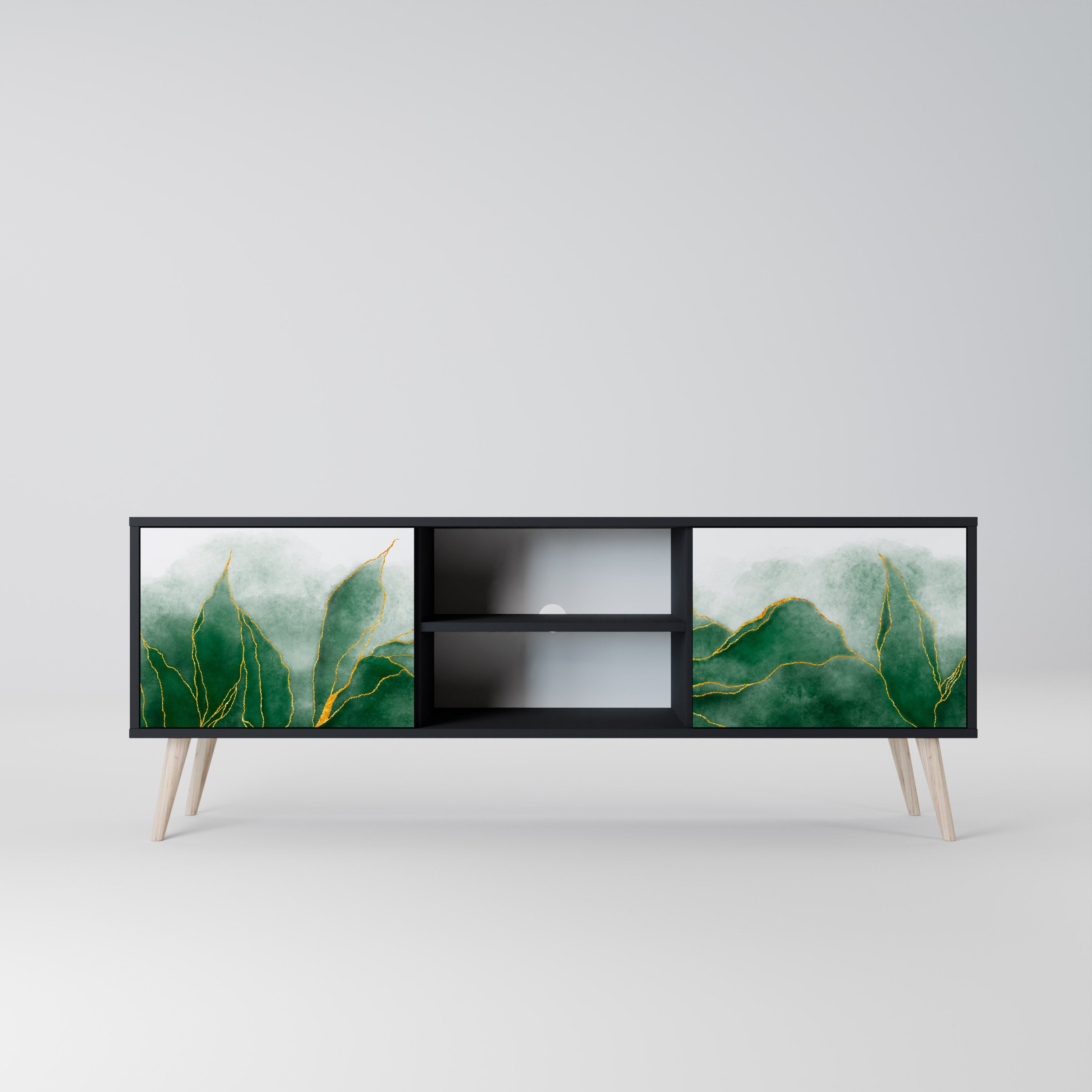 EXPENSIVE NATURE 2-Door TV Stand in Black Finish