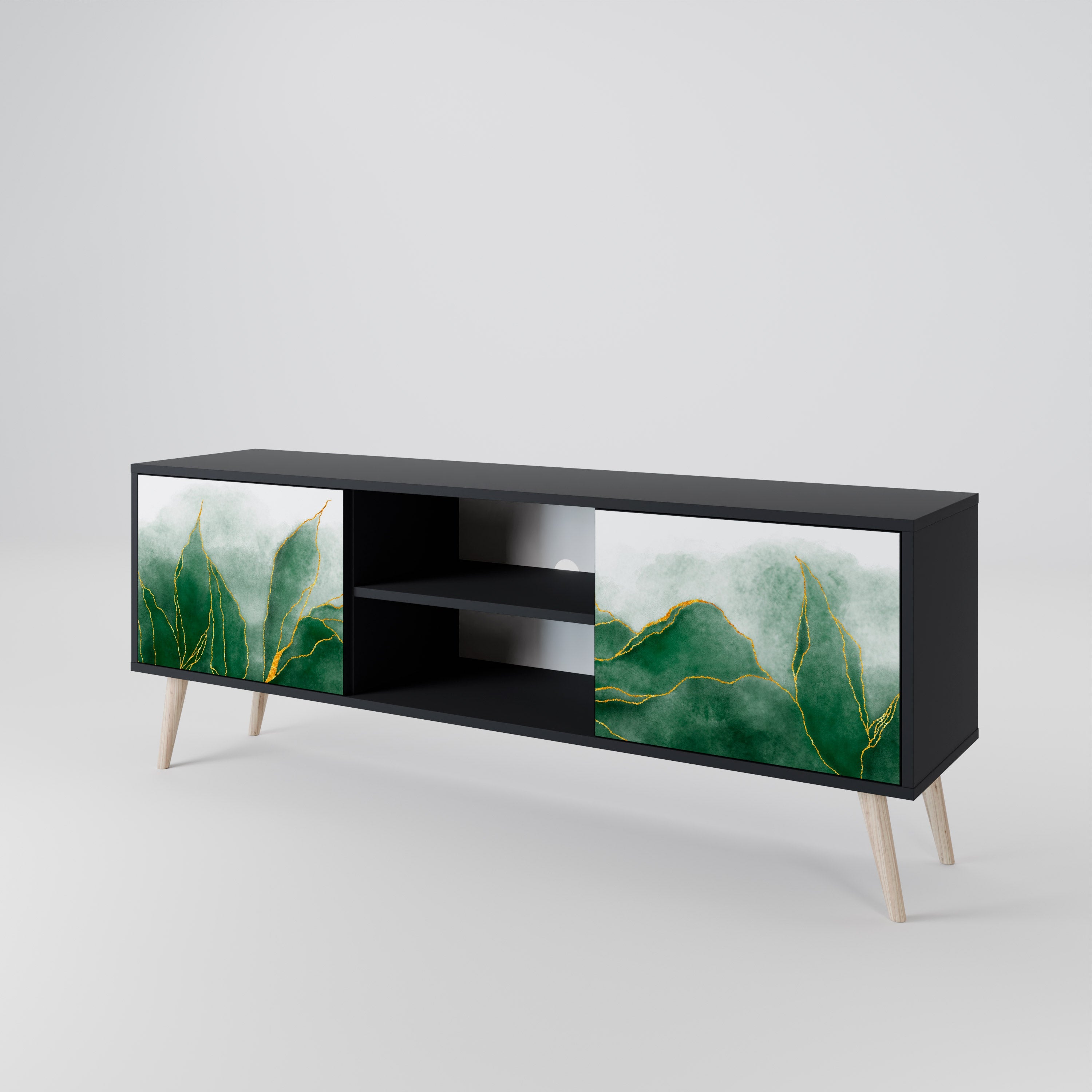 EXPENSIVE NATURE 2-Door TV Stand in Black Finish
