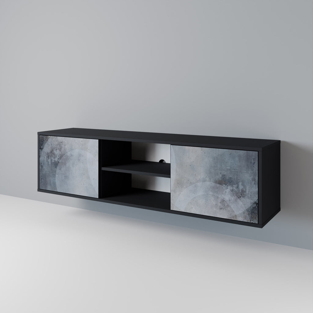 MUTED ARC 2-Door TV Stand in Black Finish