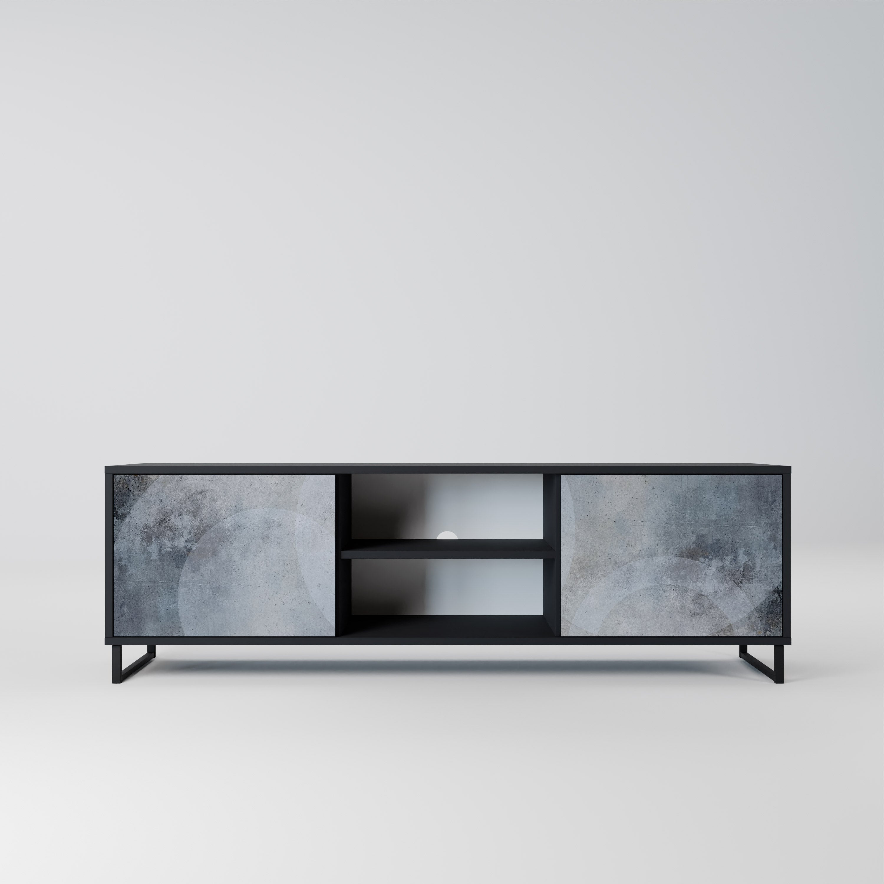MUTED ARC 2-Door TV Stand in Black Finish
