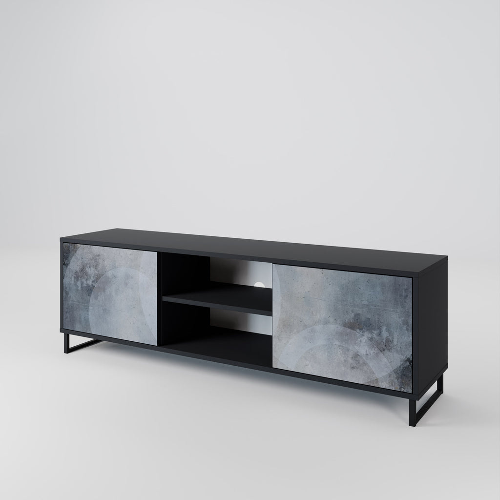 MUTED ARC 2-Door TV Stand in Black Finish