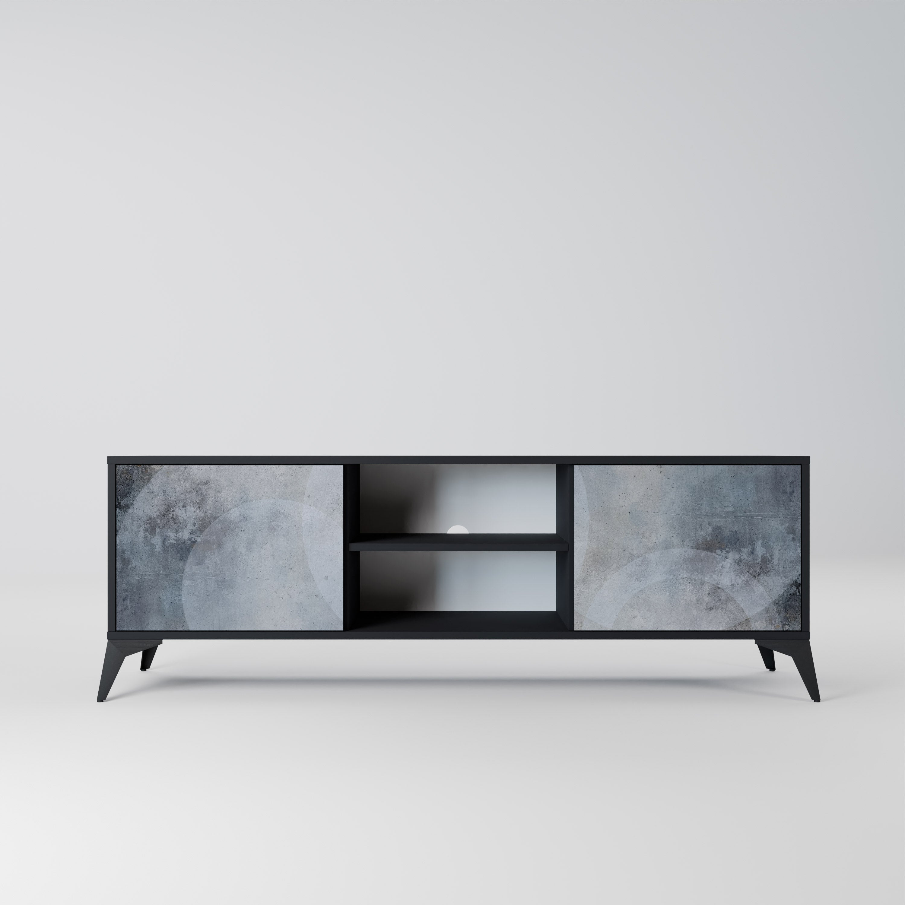 MUTED ARC 2-Door TV Stand in Black Finish
