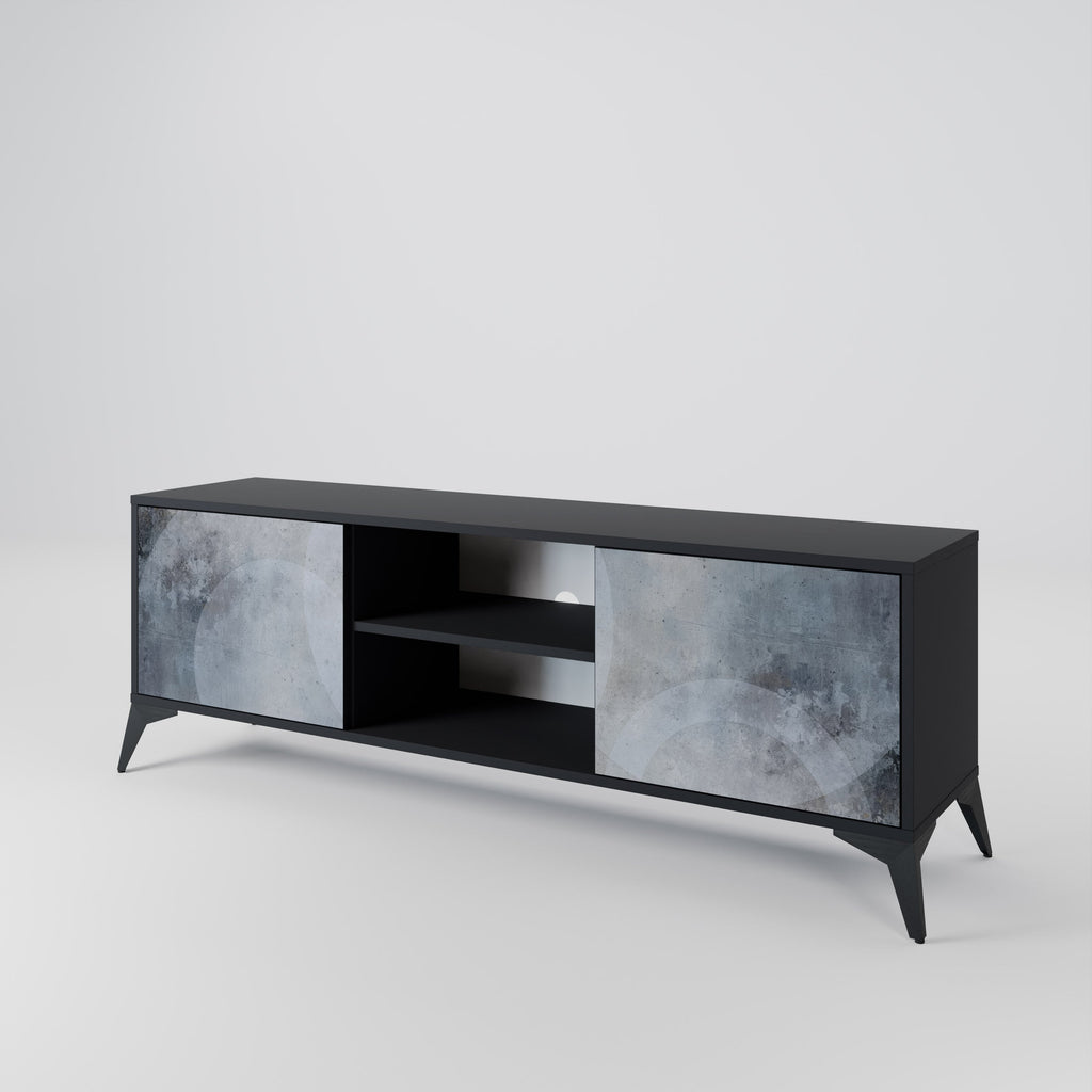 MUTED ARC 2-Door TV Stand in Black Finish