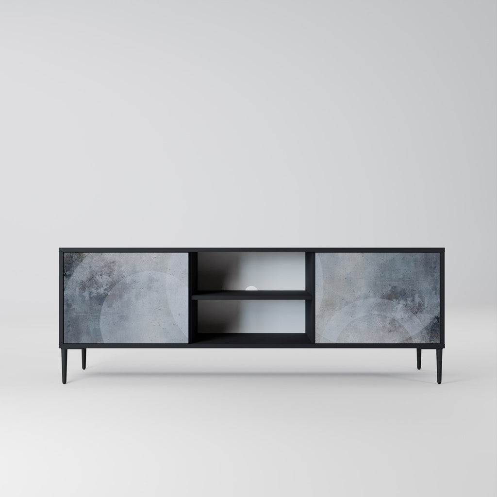 MUTED ARC 2-Door TV Stand in Black Finish