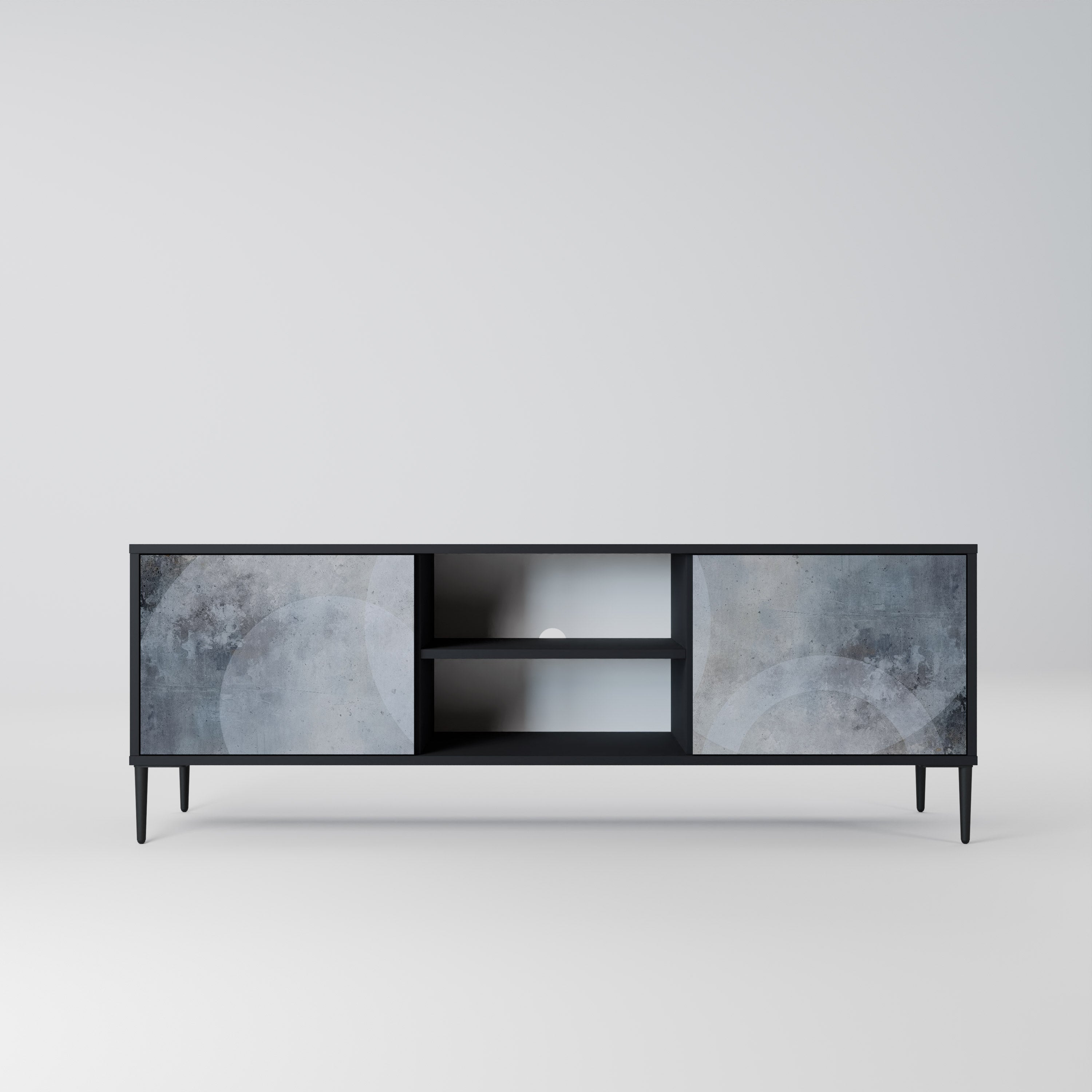 MUTED ARC 2-Door TV Stand in Black Finish