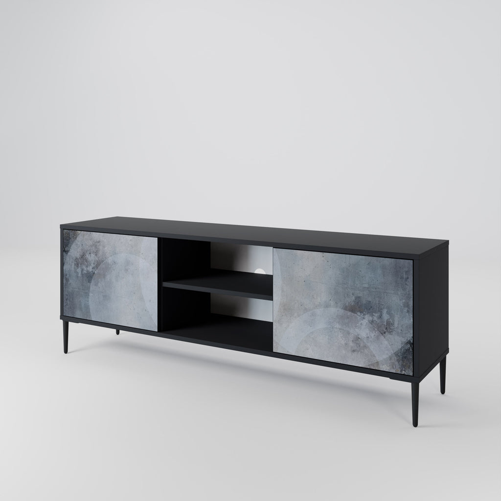 MUTED ARC 2-Door TV Stand in Black Finish