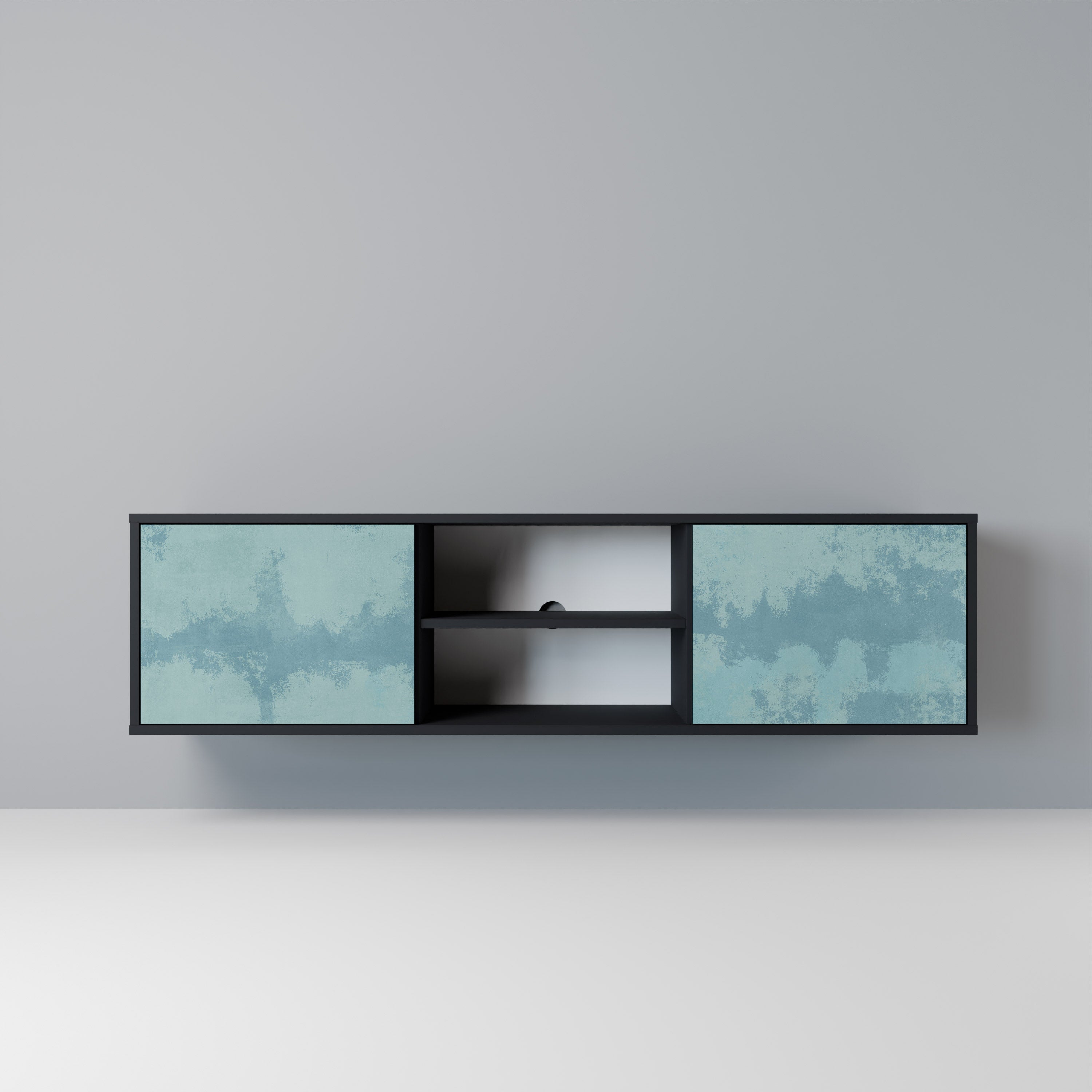 SKY WASH 2-Door TV Stand in Black Finish