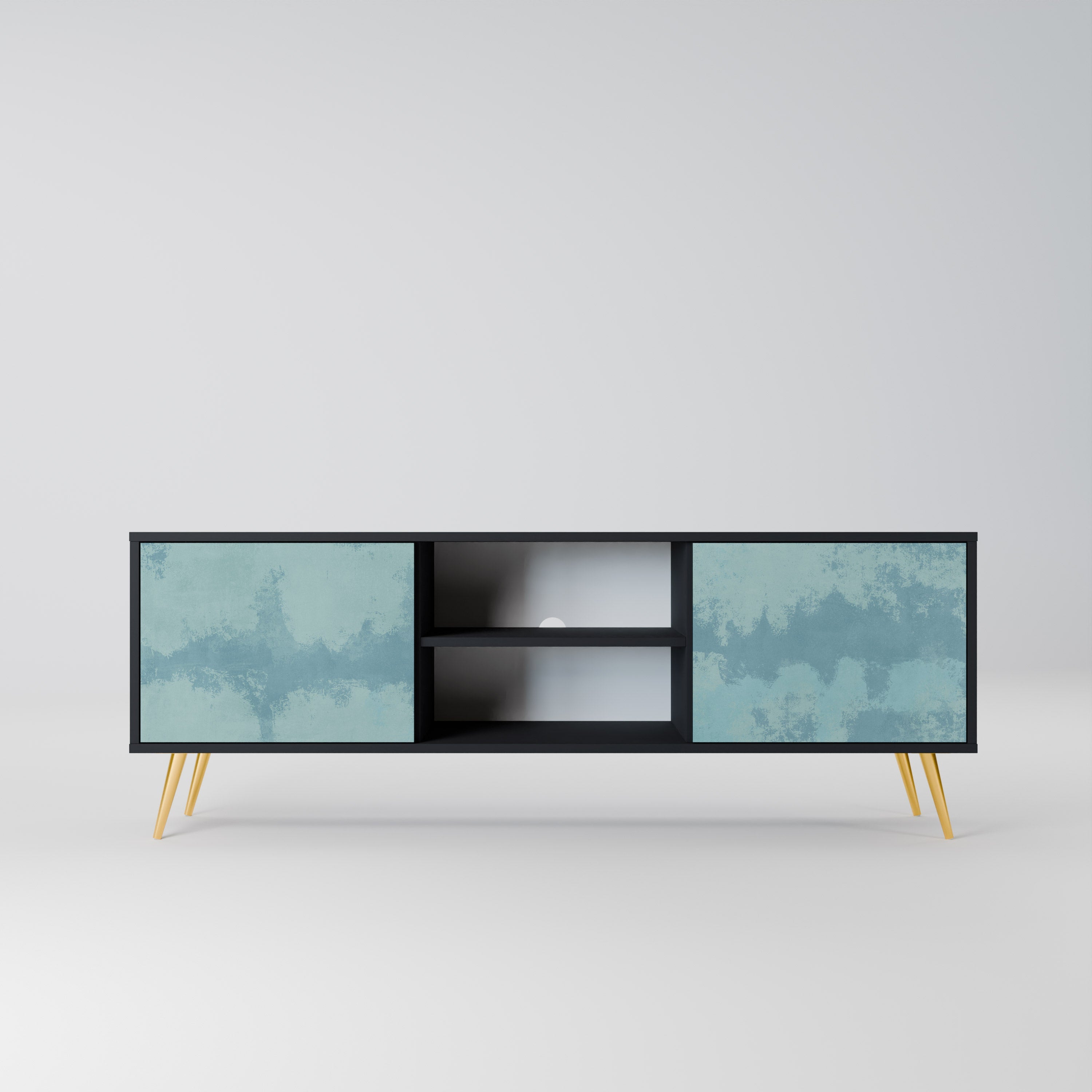 SKY WASH 2-Door TV Stand in Black Finish