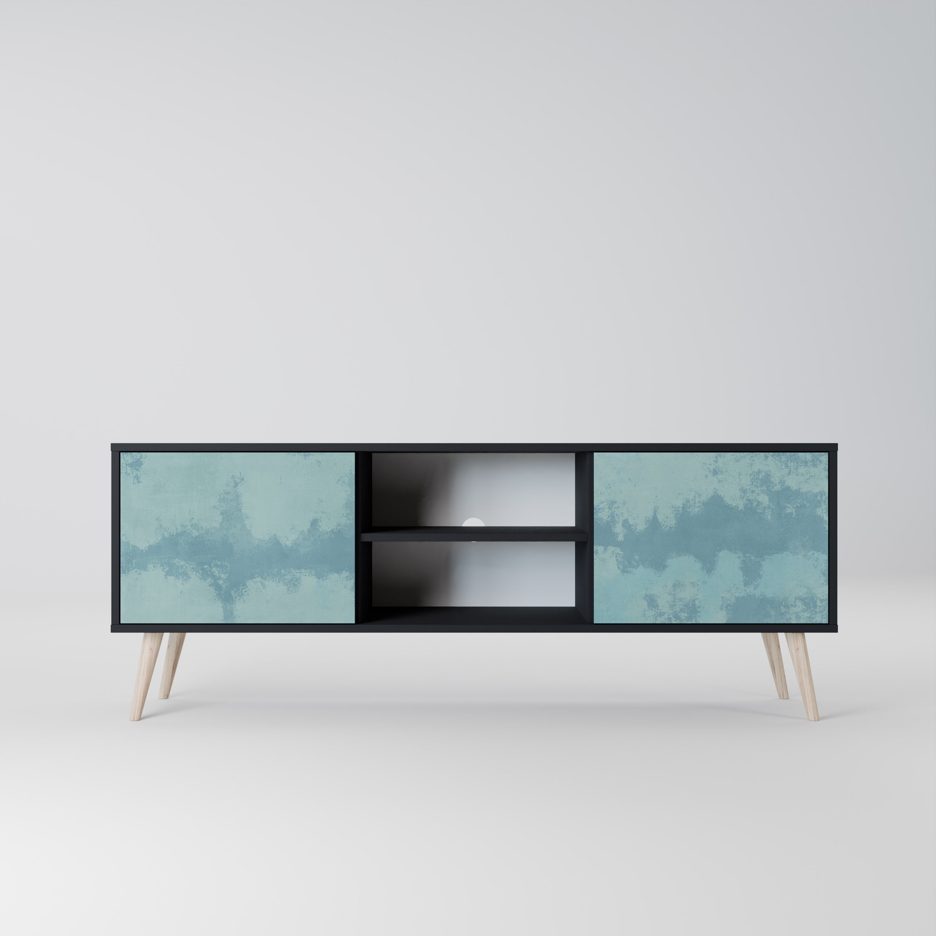 SKY WASH 2-Door TV Stand in Black Finish