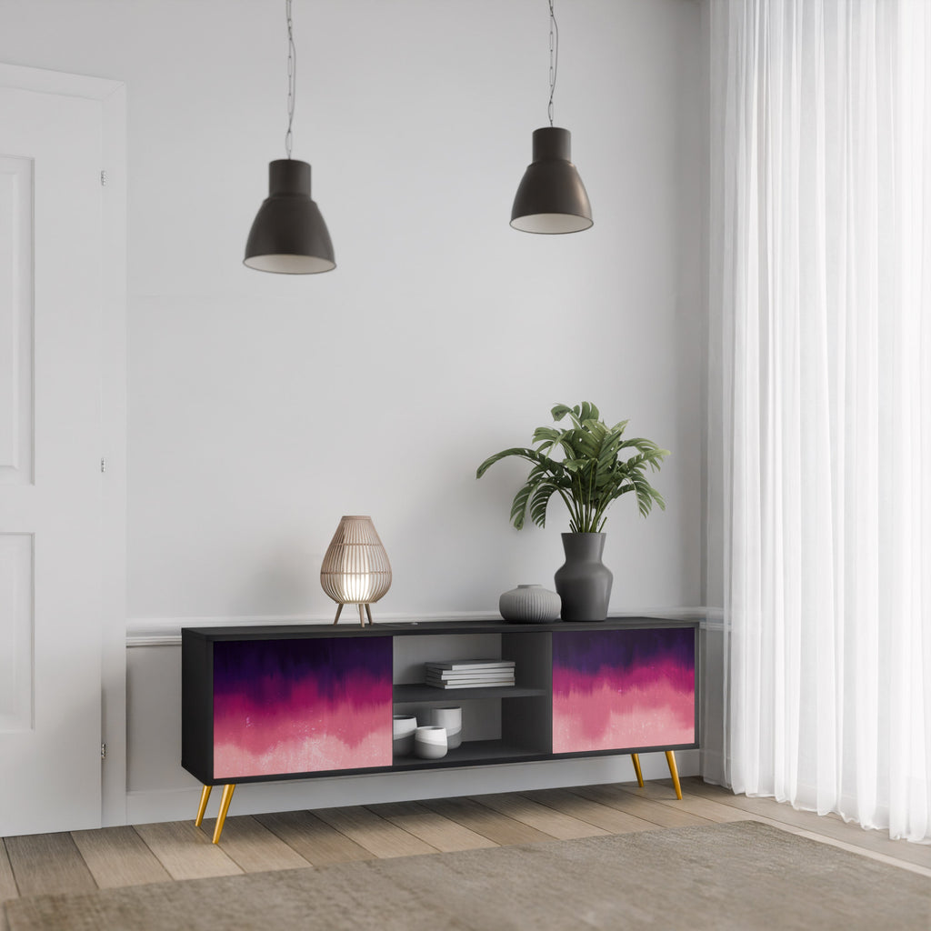 Meuble TV 2 portes AURORA BOREALIS finition noire