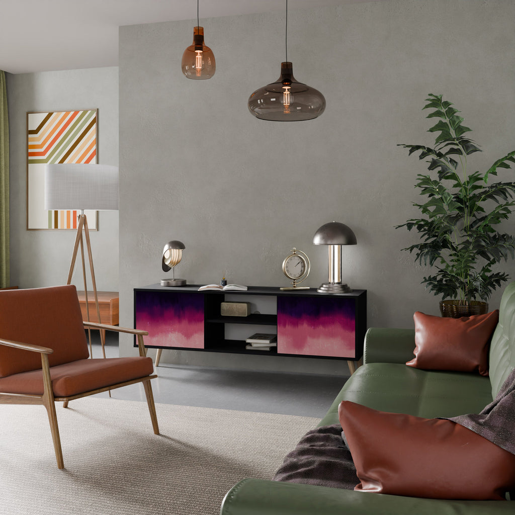 Meuble TV 2 portes AURORA BOREALIS finition noire