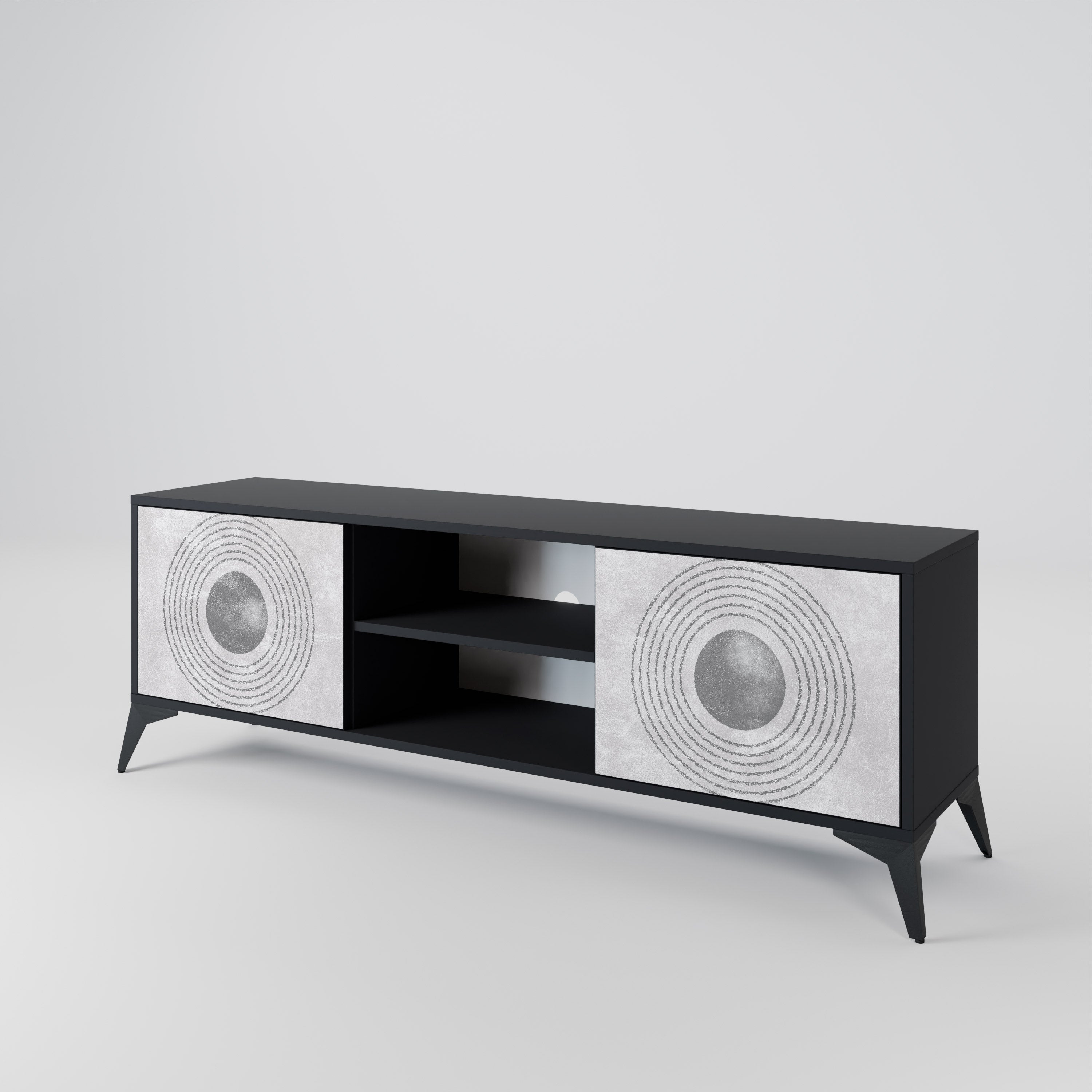SOLID CIRCLES 2-Door TV Stand in Black Finish