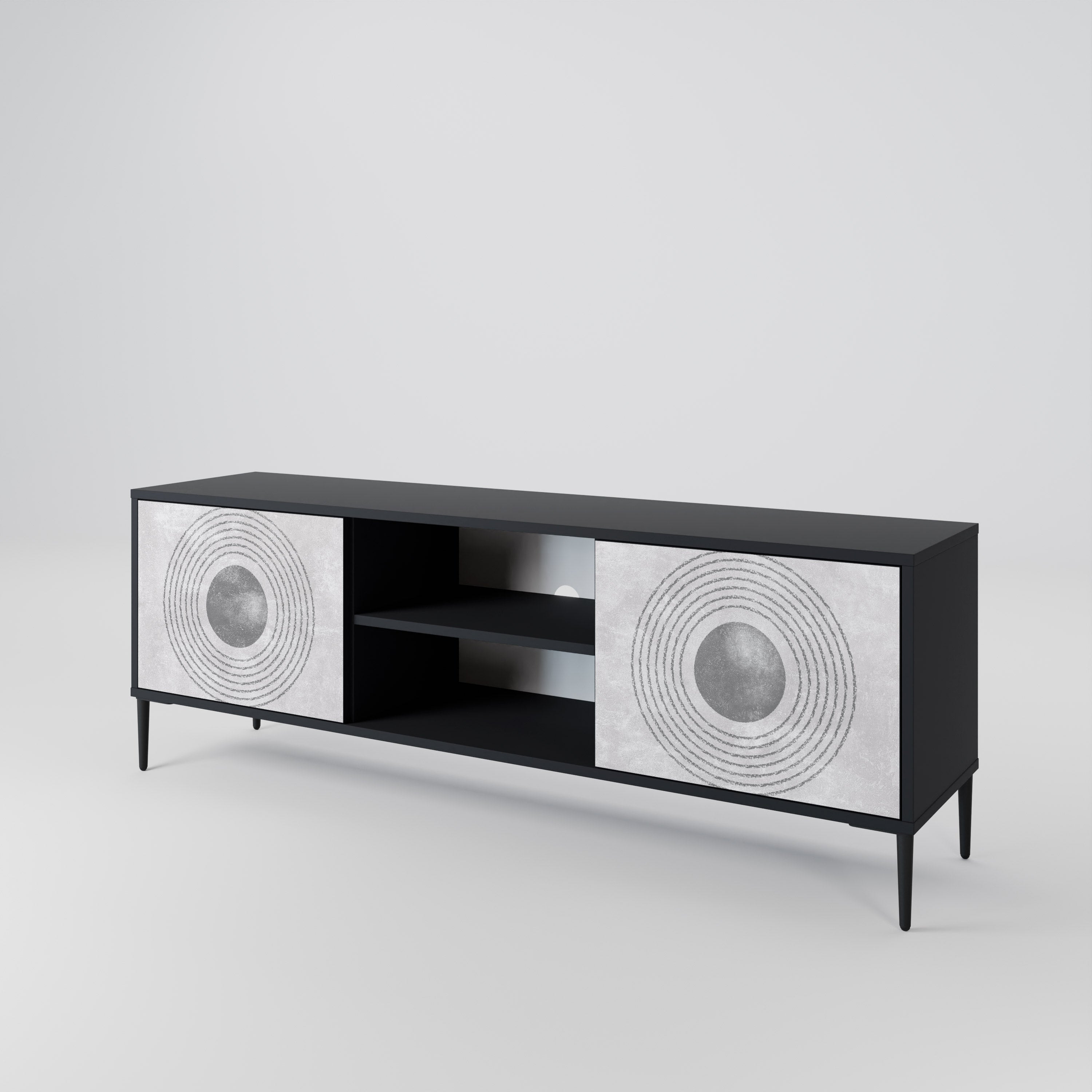 SOLID CIRCLES 2-Door TV Stand in Black Finish