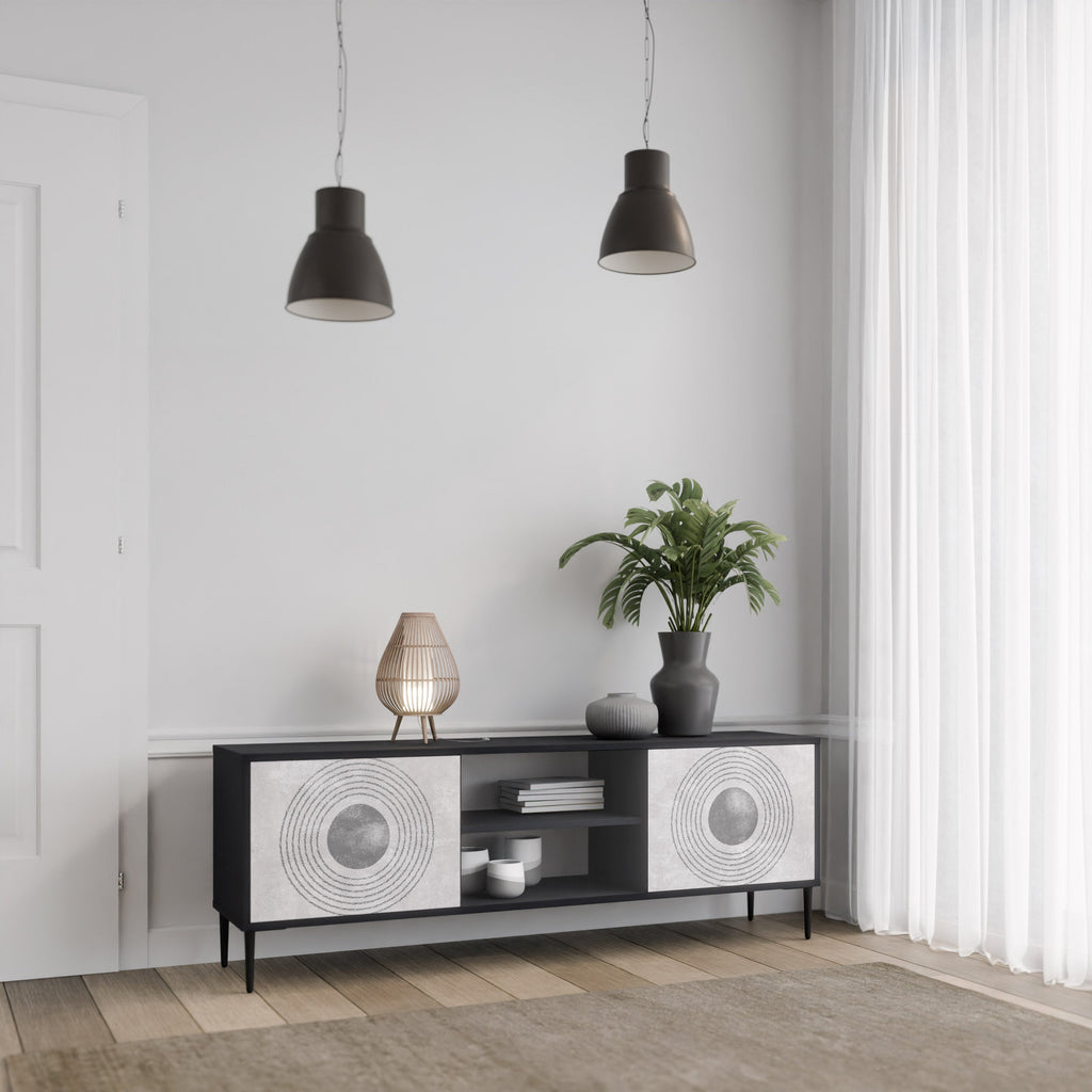 SOLID CIRCLES 2-Door TV Stand in Black Finish