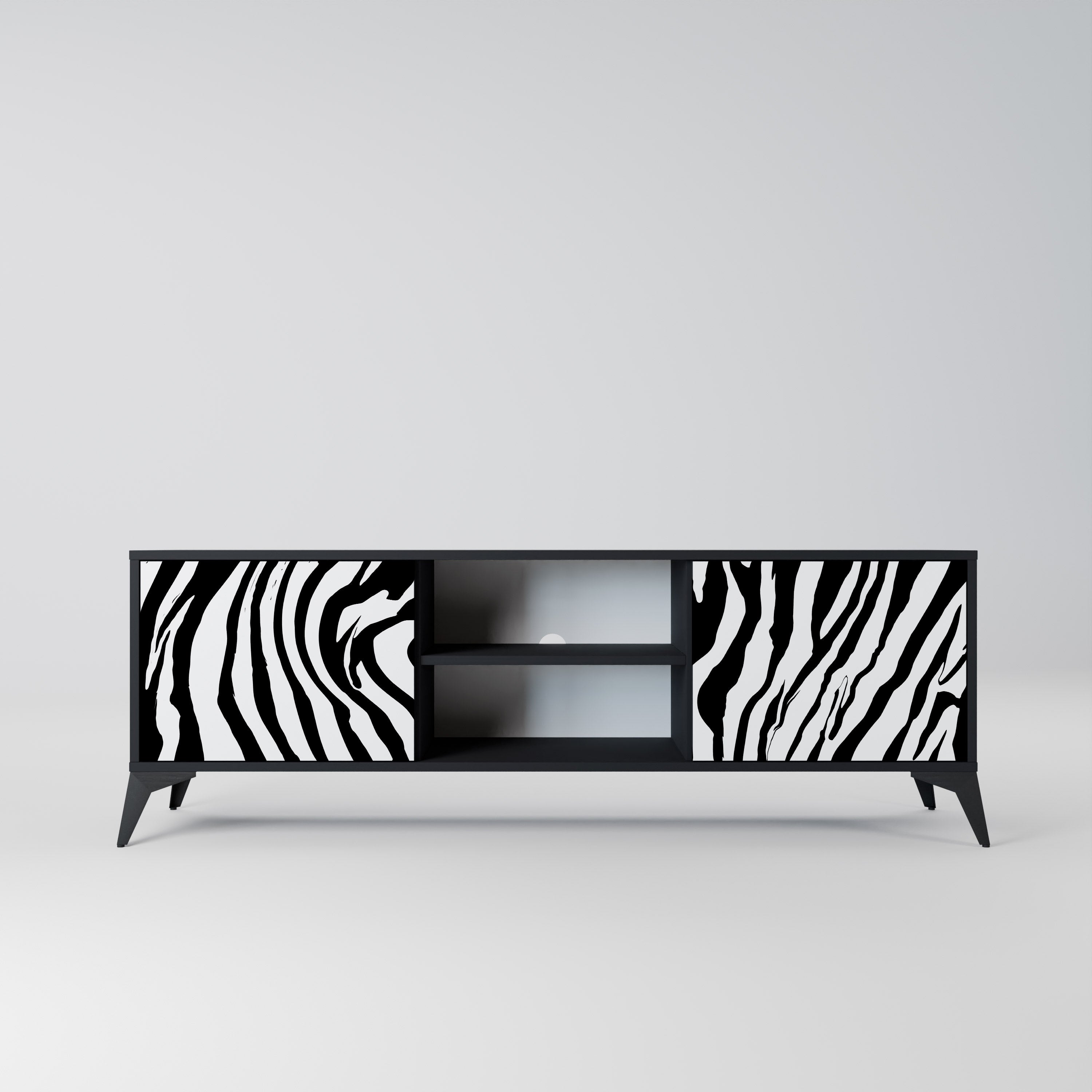 SPLENDID ZEBRA 2-Door TV Stand in Black Finish