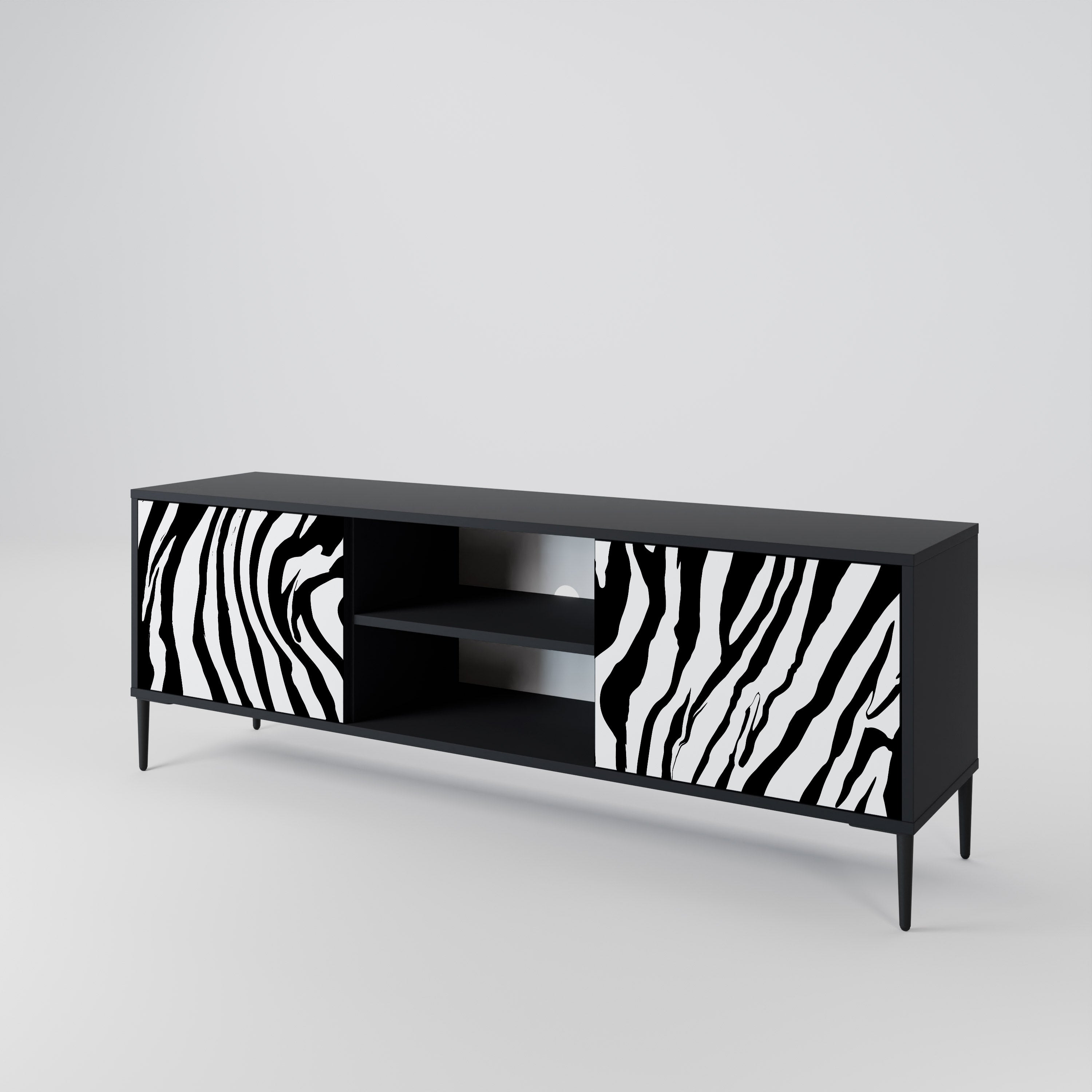SPLENDID ZEBRA 2-Door TV Stand in Black Finish