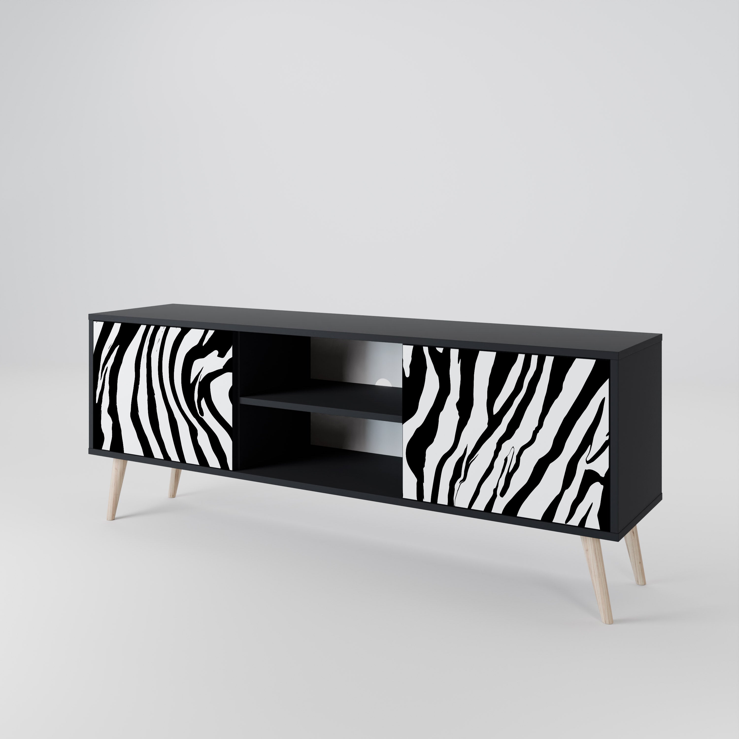 SPLENDID ZEBRA 2-Door TV Stand in Black Finish