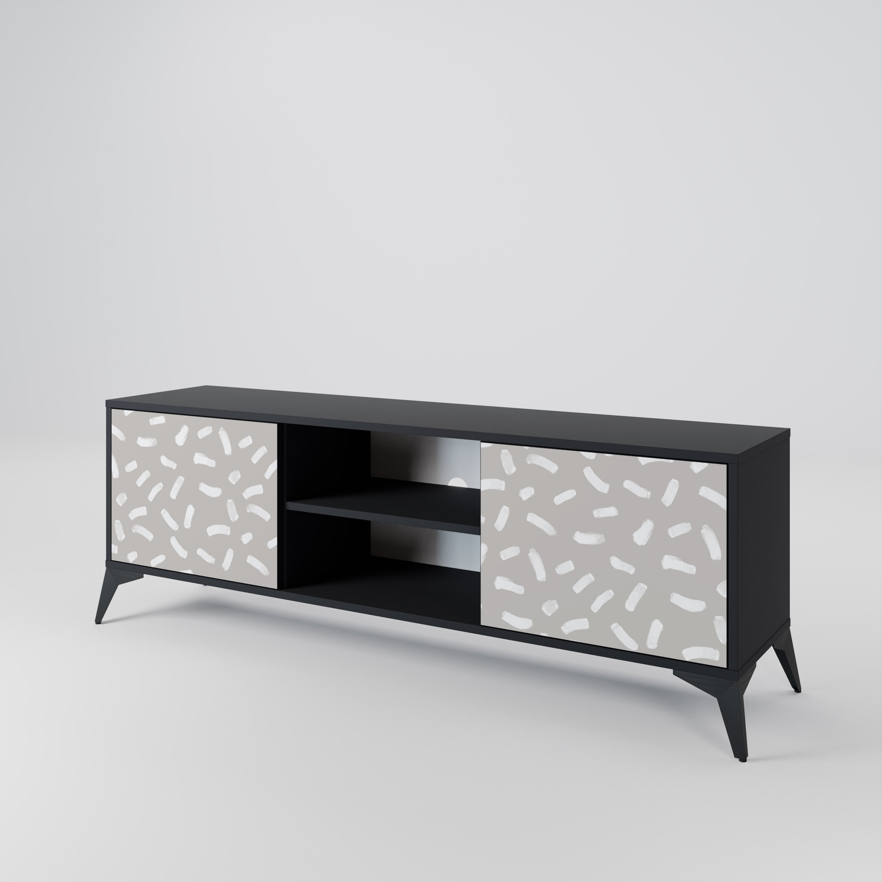 PASSING SECONDS 2-Door TV Stand in Black Finish