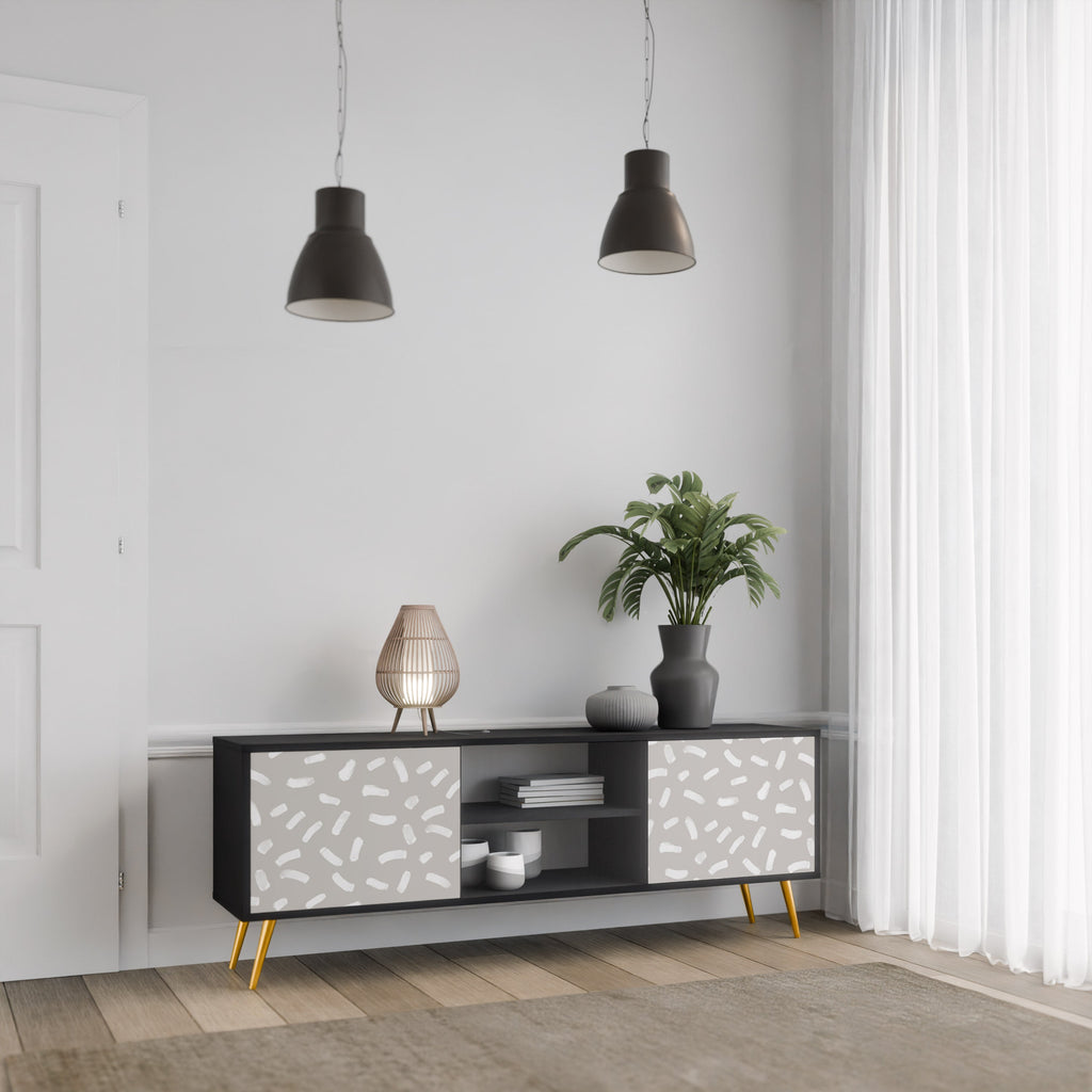 PASSING SECONDS 2-Door TV Stand in Black Finish