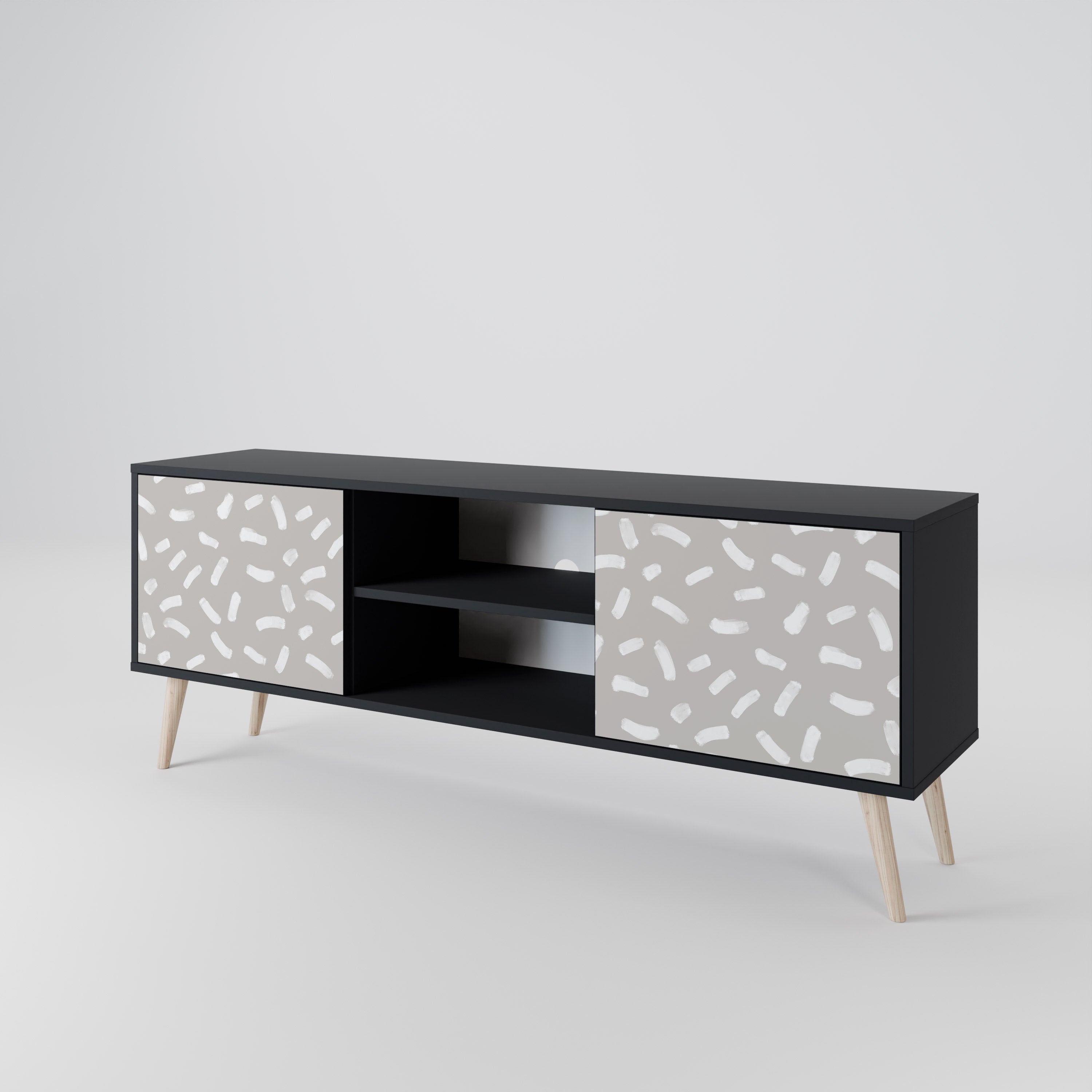 PASSING SECONDS 2-Door TV Stand in Black Finish