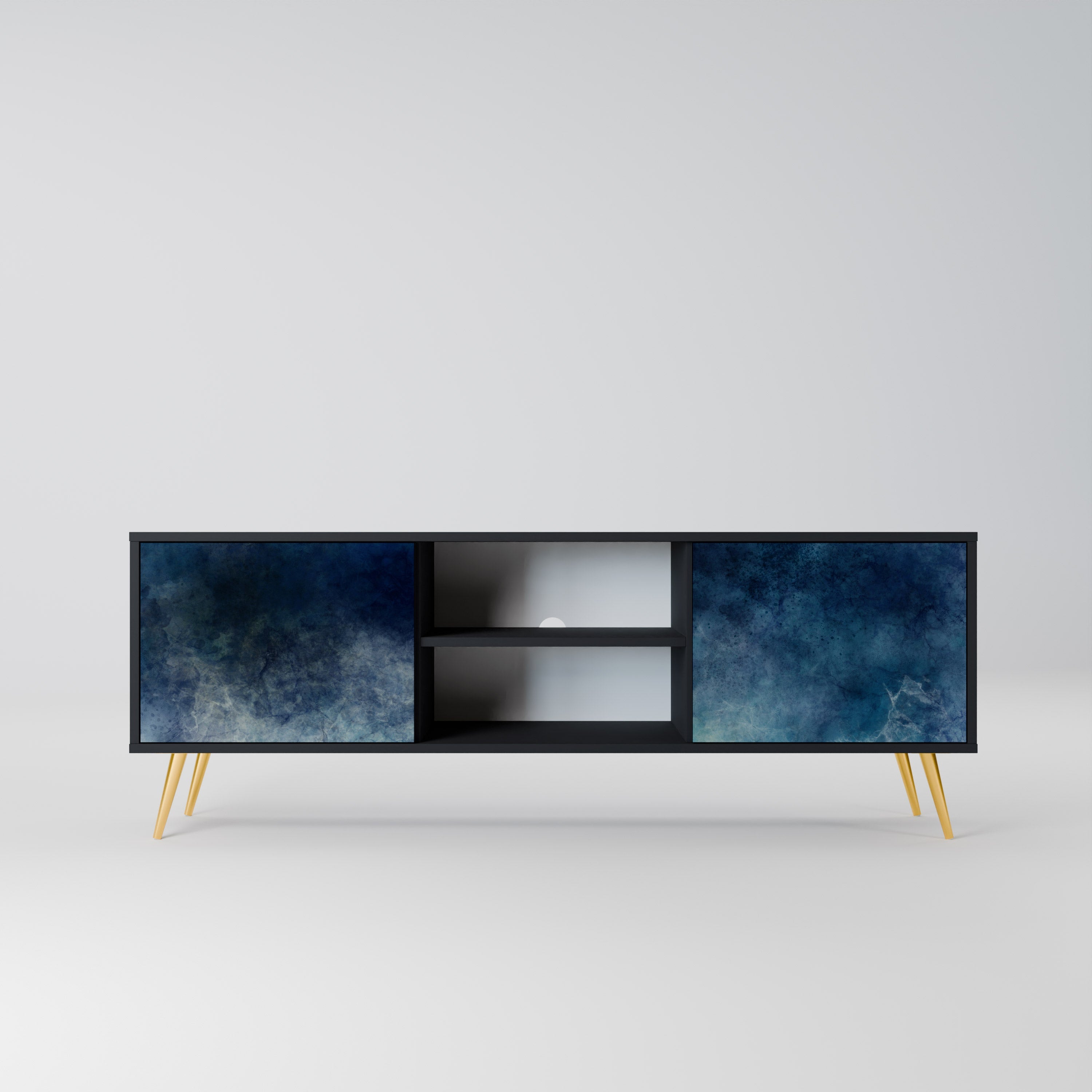 CELESTIAL FALL 2-Door TV Stand in Black Finish