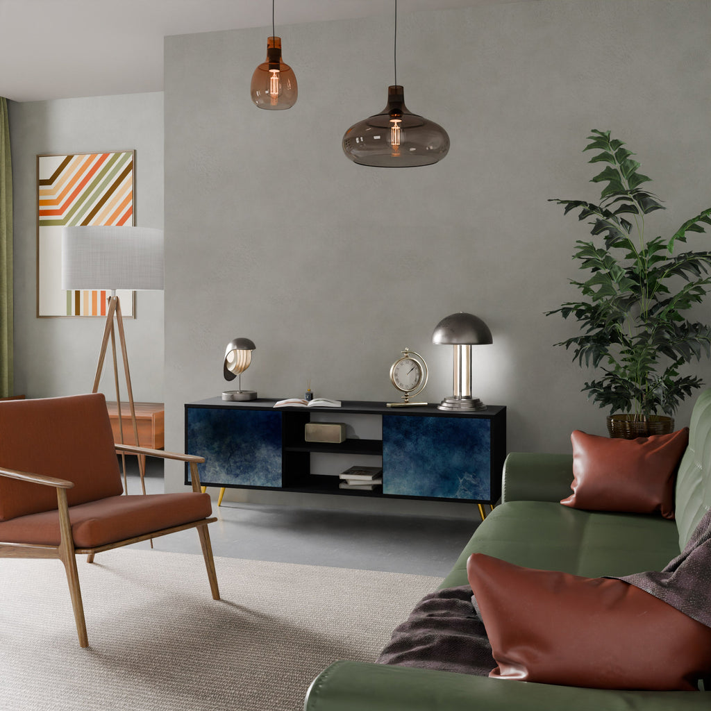 CELESTIAL FALL 2-Door TV Stand in Black Finish