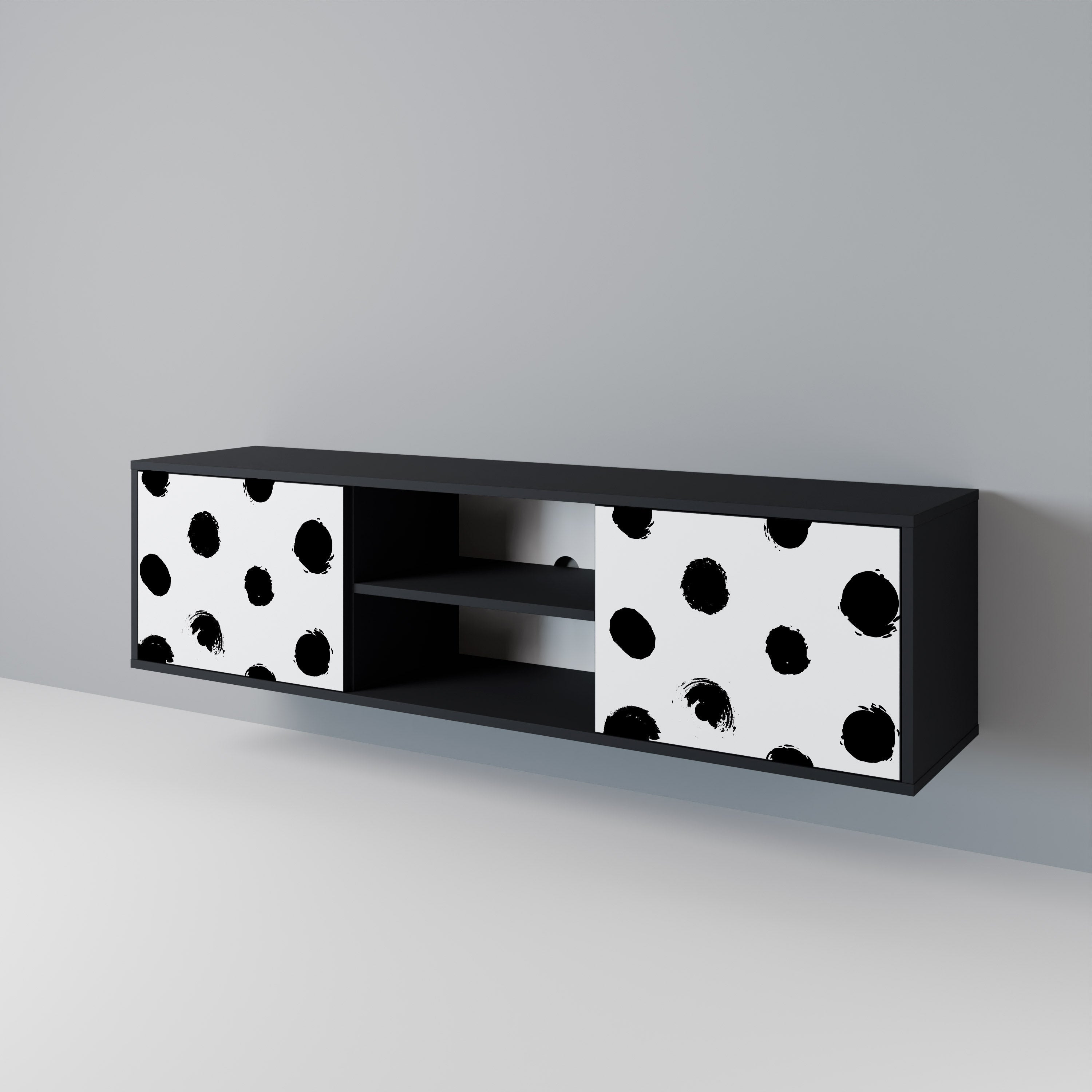 SLIPPING MINUTES 2-Door TV Stand in Black Finish