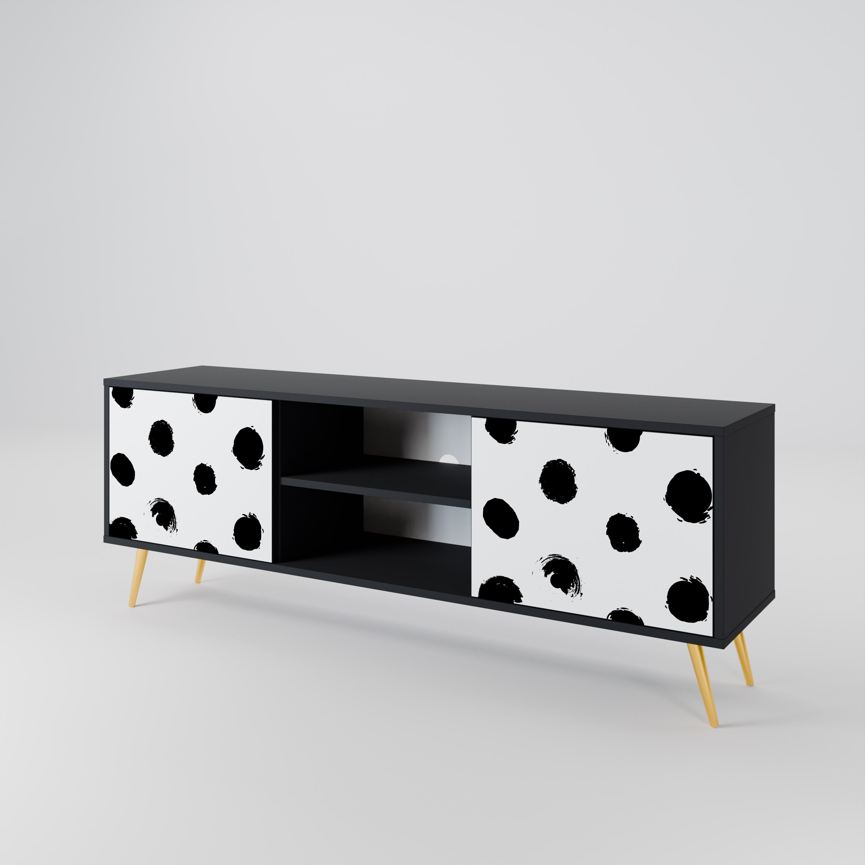 SLIPPING MINUTES 2-Door TV Stand in Black Finish