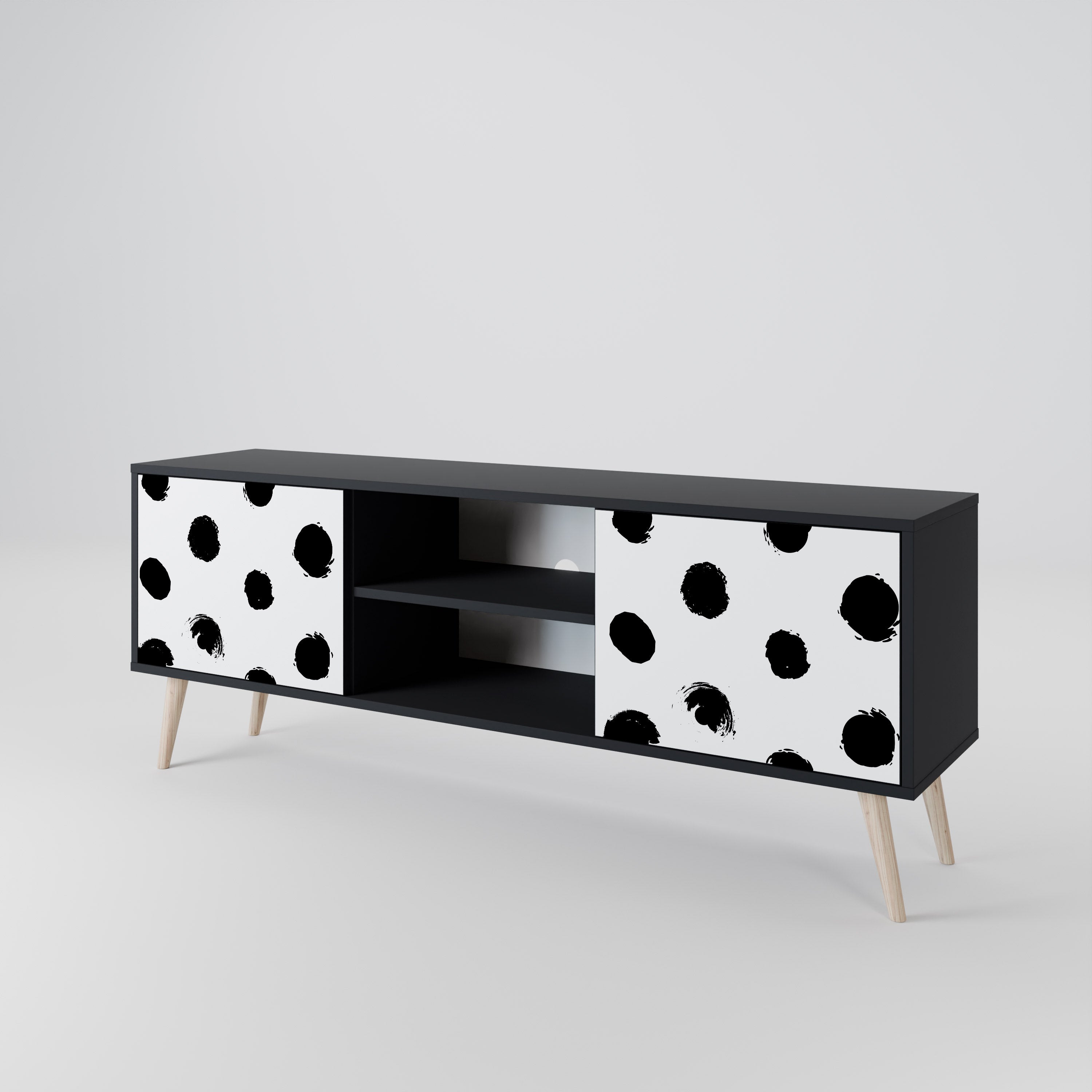 SLIPPING MINUTES 2-Door TV Stand in Black Finish