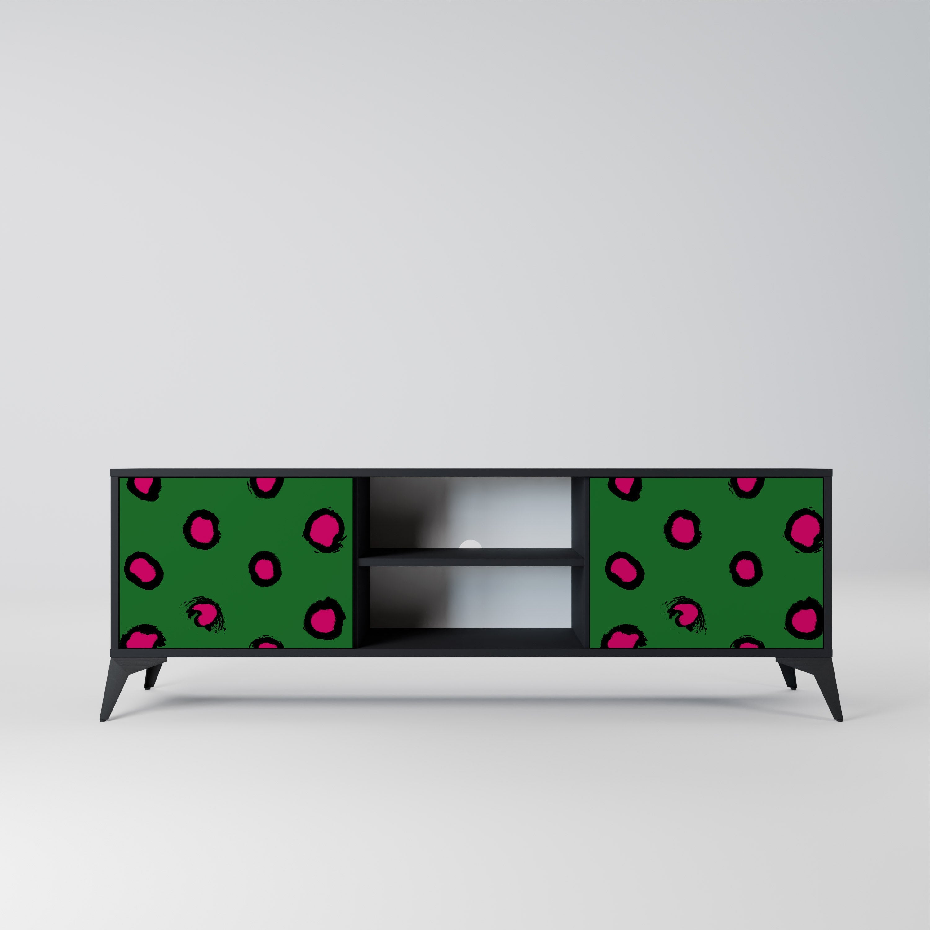 FUNKY SPOTS 2-Door TV Stand in Black Finish