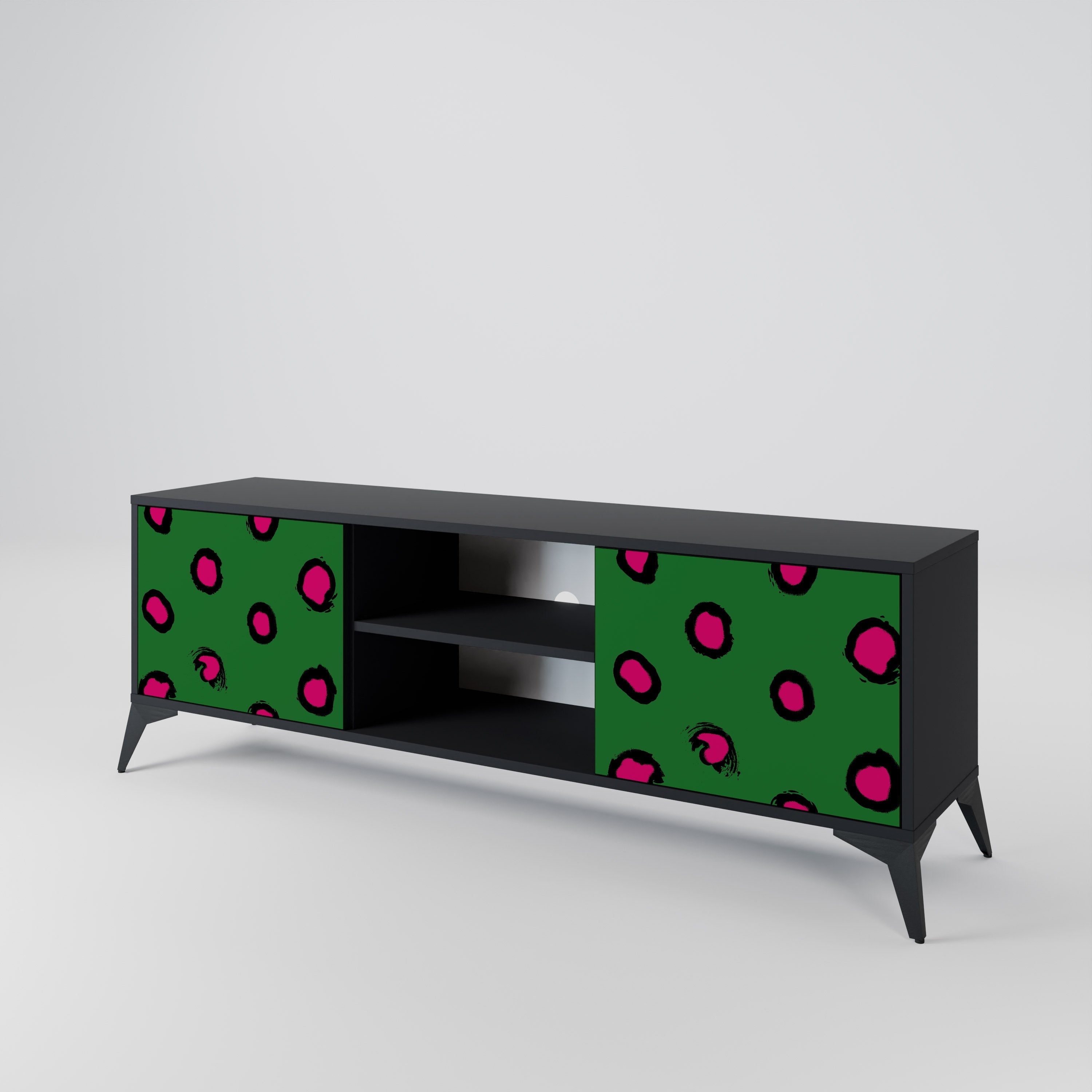 FUNKY SPOTS 2-Door TV Stand in Black Finish