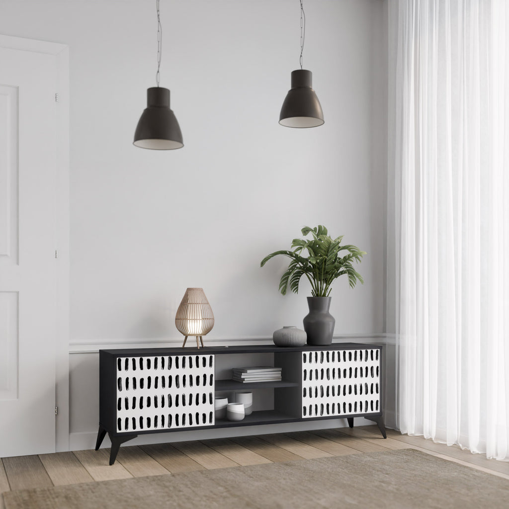 NIGHTY MELODIES 2-Door TV Stand in Black Finish