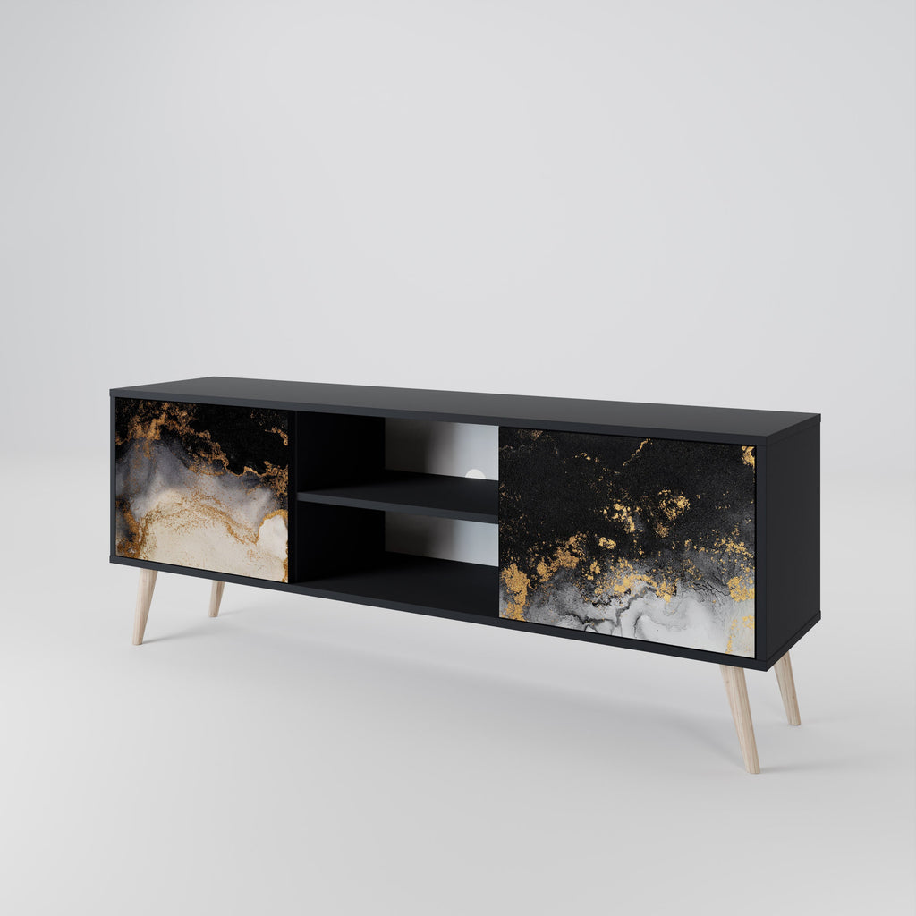 MARBLE OF TOMMORROW 2-Door TV Stand in Black Finish