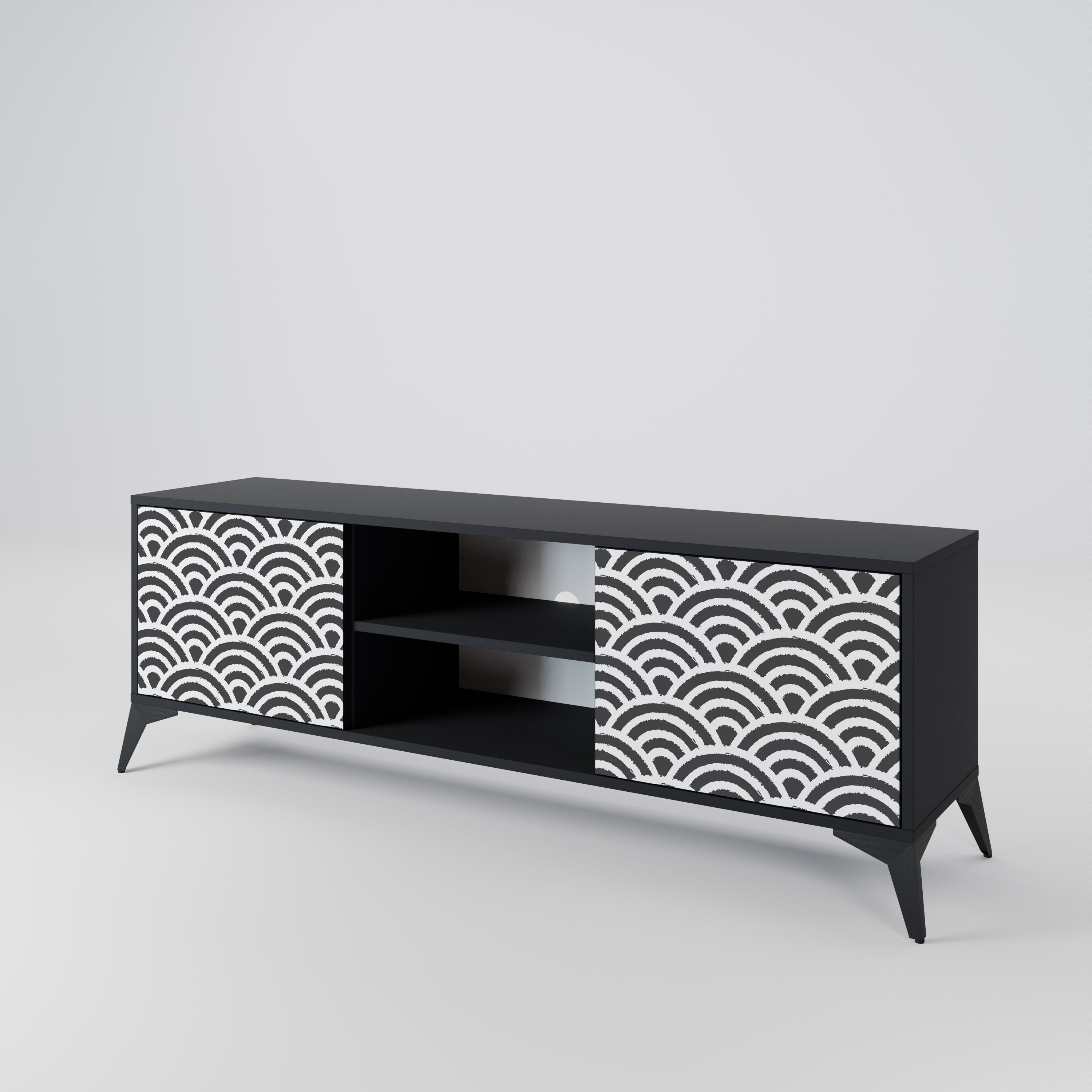 GLOOMY HOST 2-Door TV Stand in Black Finish