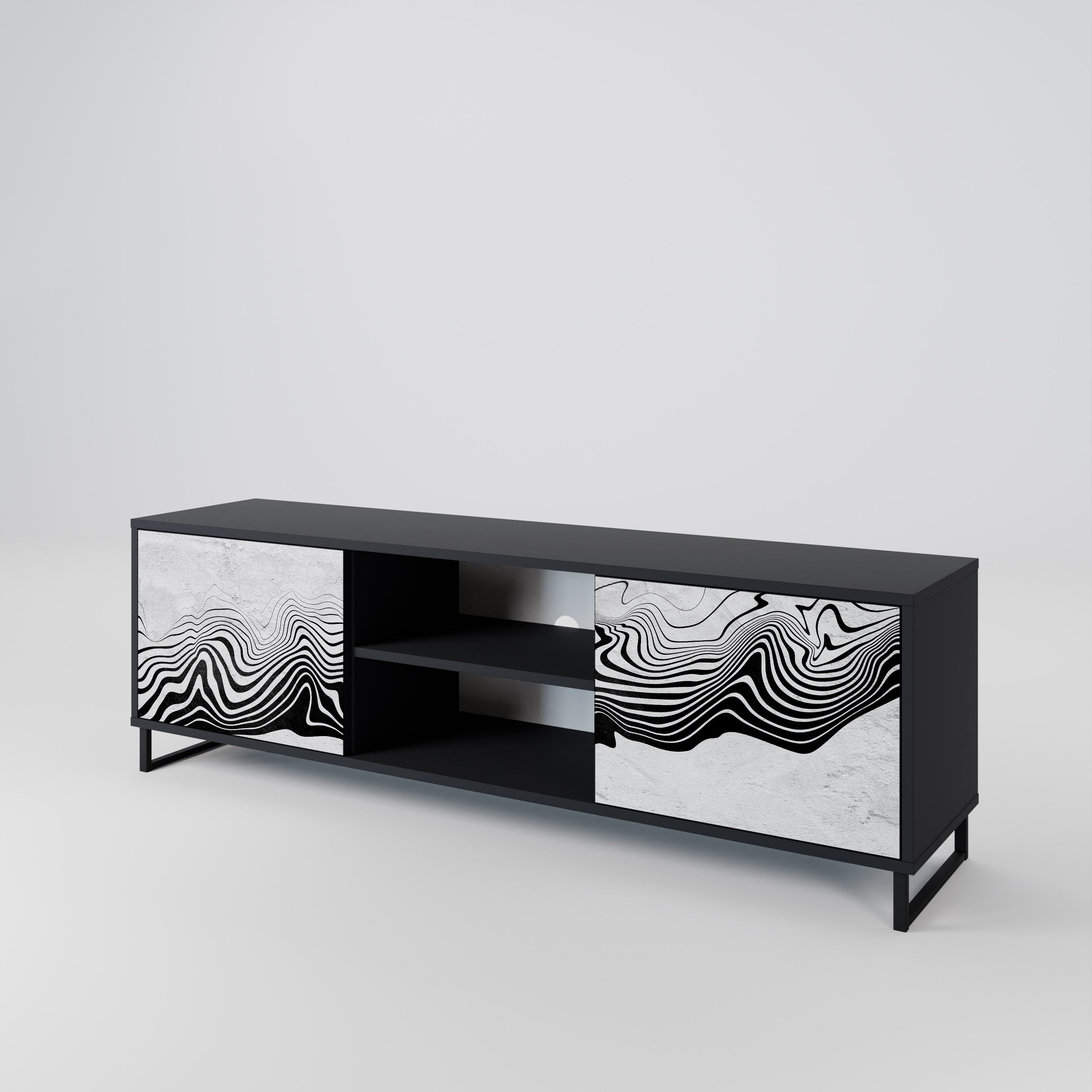 MONOCHROME MIRAGE 2-Door TV Stand in Black Finish