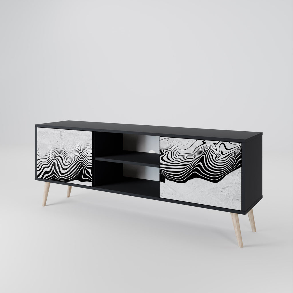 MONOCHROME MIRAGE 2-Door TV Stand in Black Finish