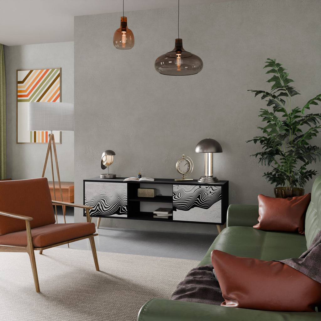 MONOCHROME MIRAGE 2-Door TV Stand in Black Finish