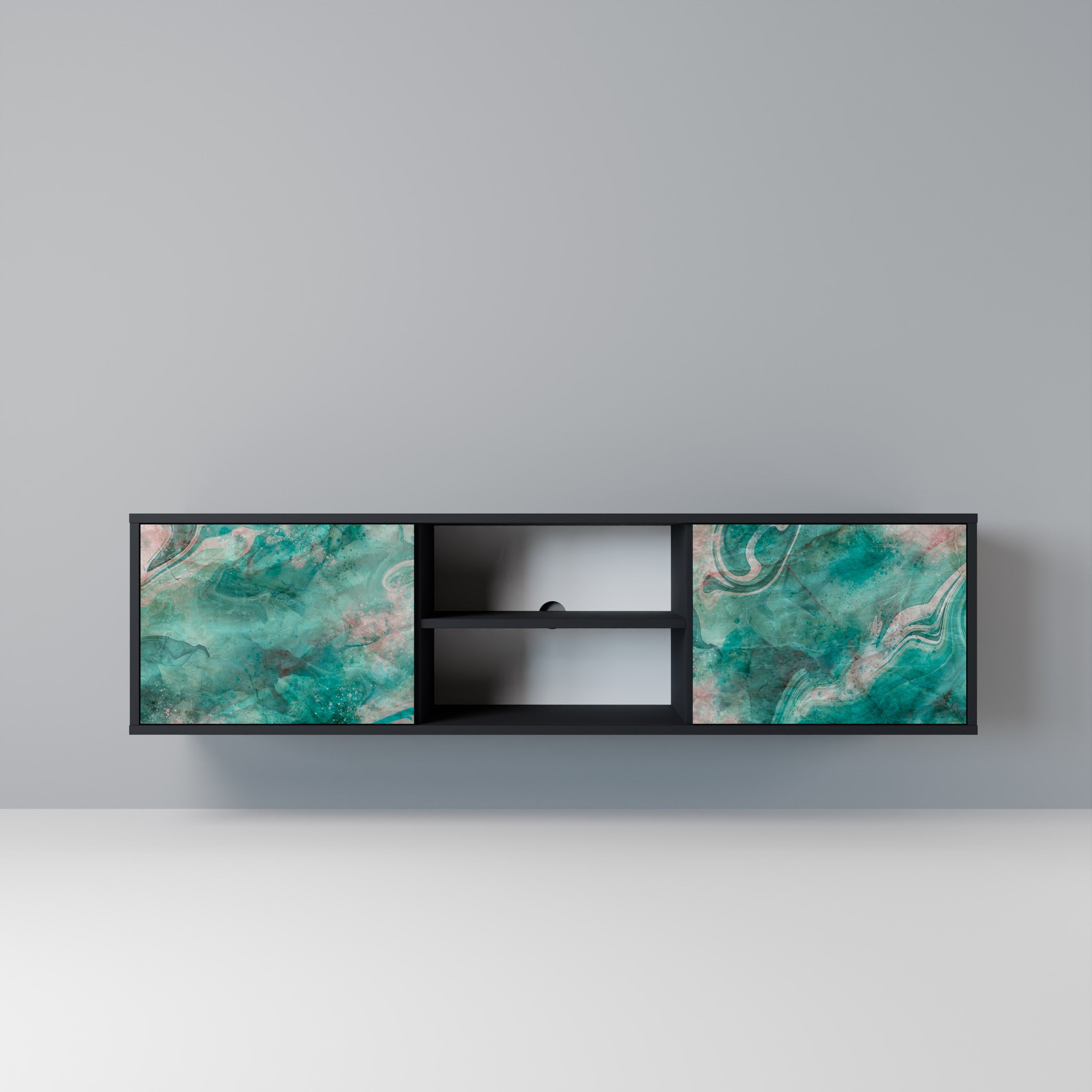 Meuble TV 2 portes ABSTRACT ALCHEMY, finition noire