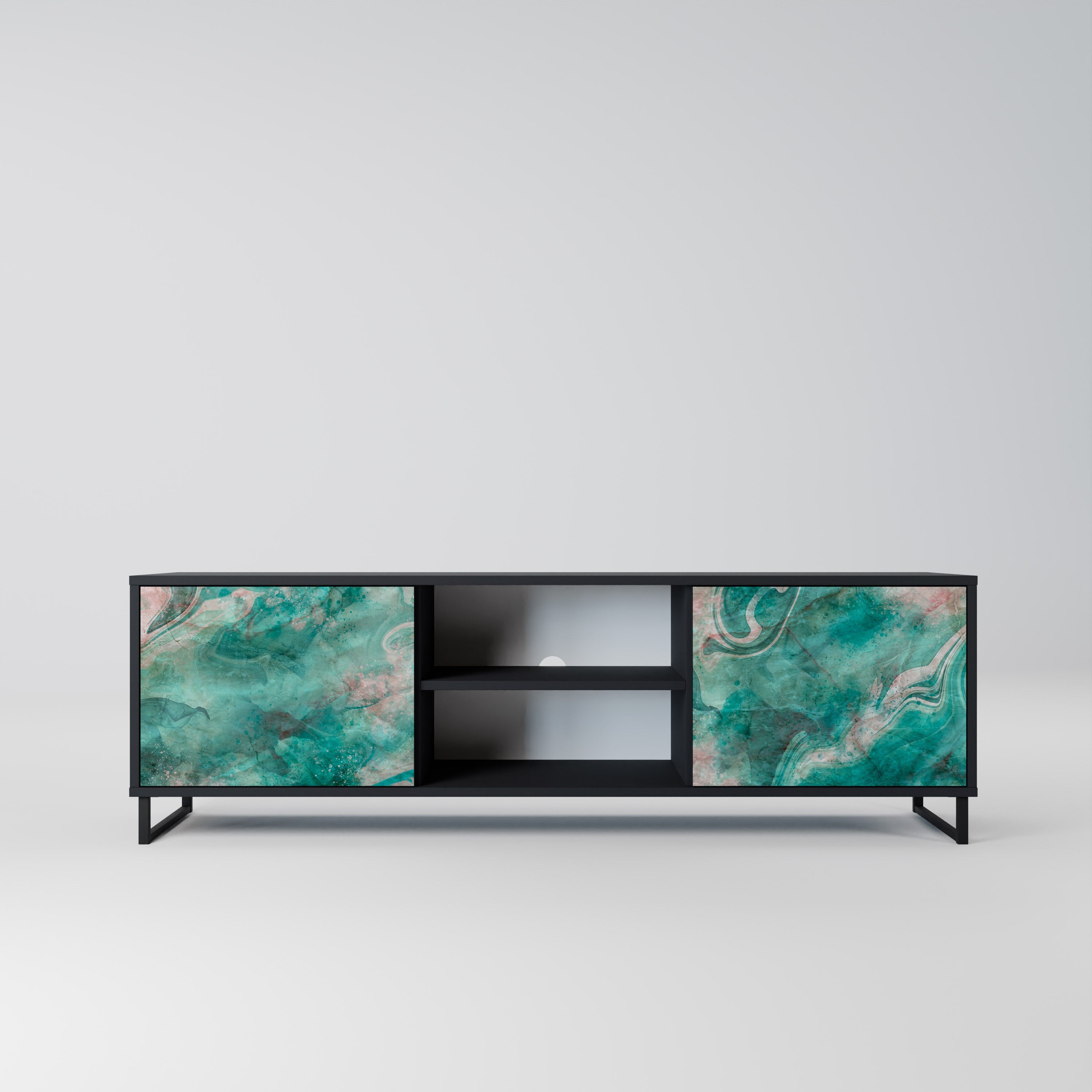 Meuble TV 2 portes ABSTRACT ALCHEMY, finition noire