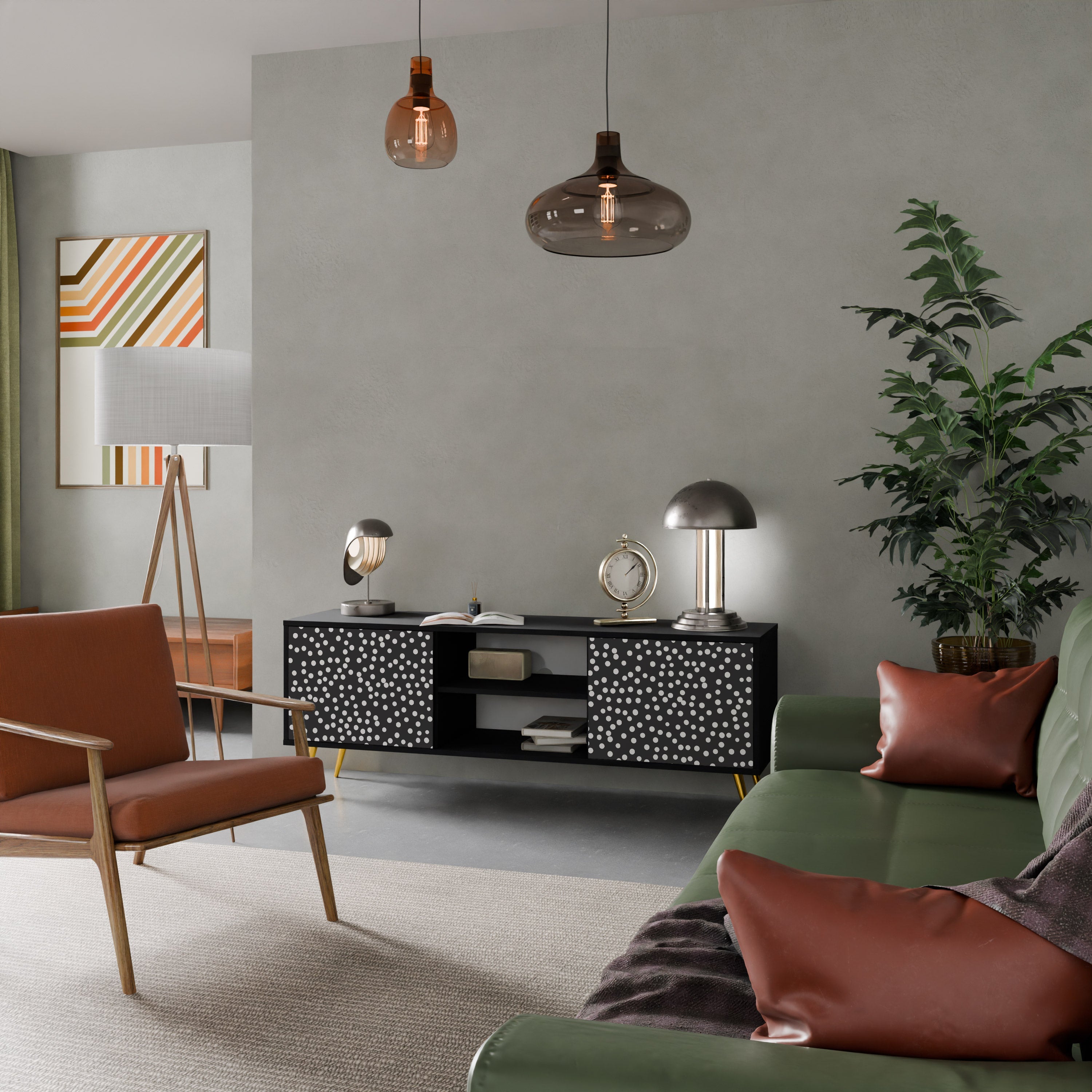 Meuble TV 2 portes BLINDING LIGHTS, finition noire